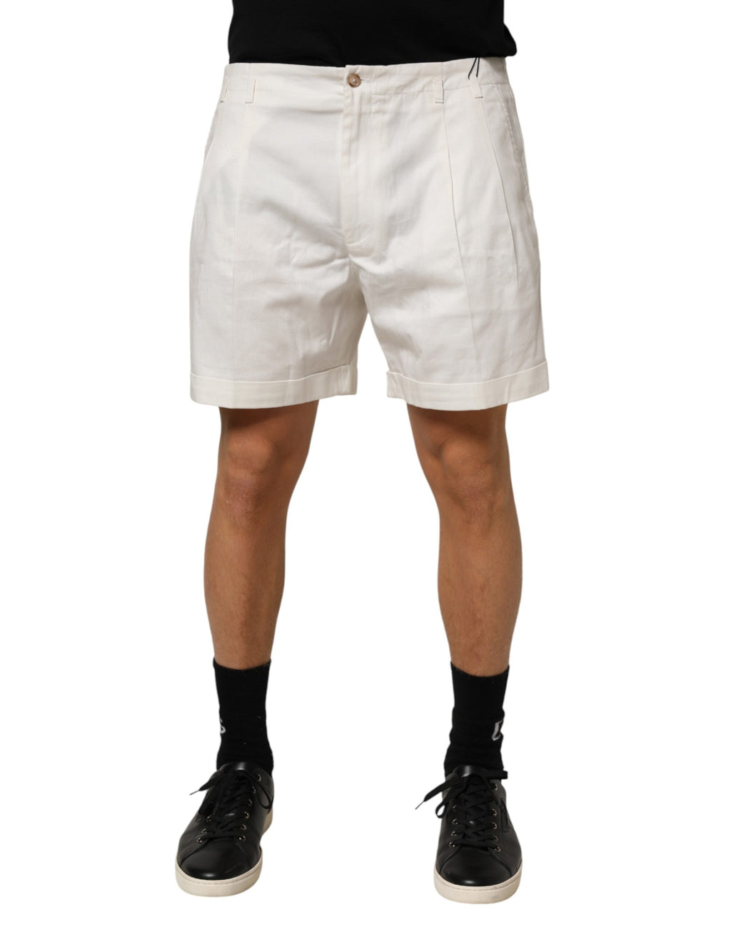 Dolce & Gabbana Weiße Baumwoll-Bermuda-Shorts für Herren mit mittlerer Taille