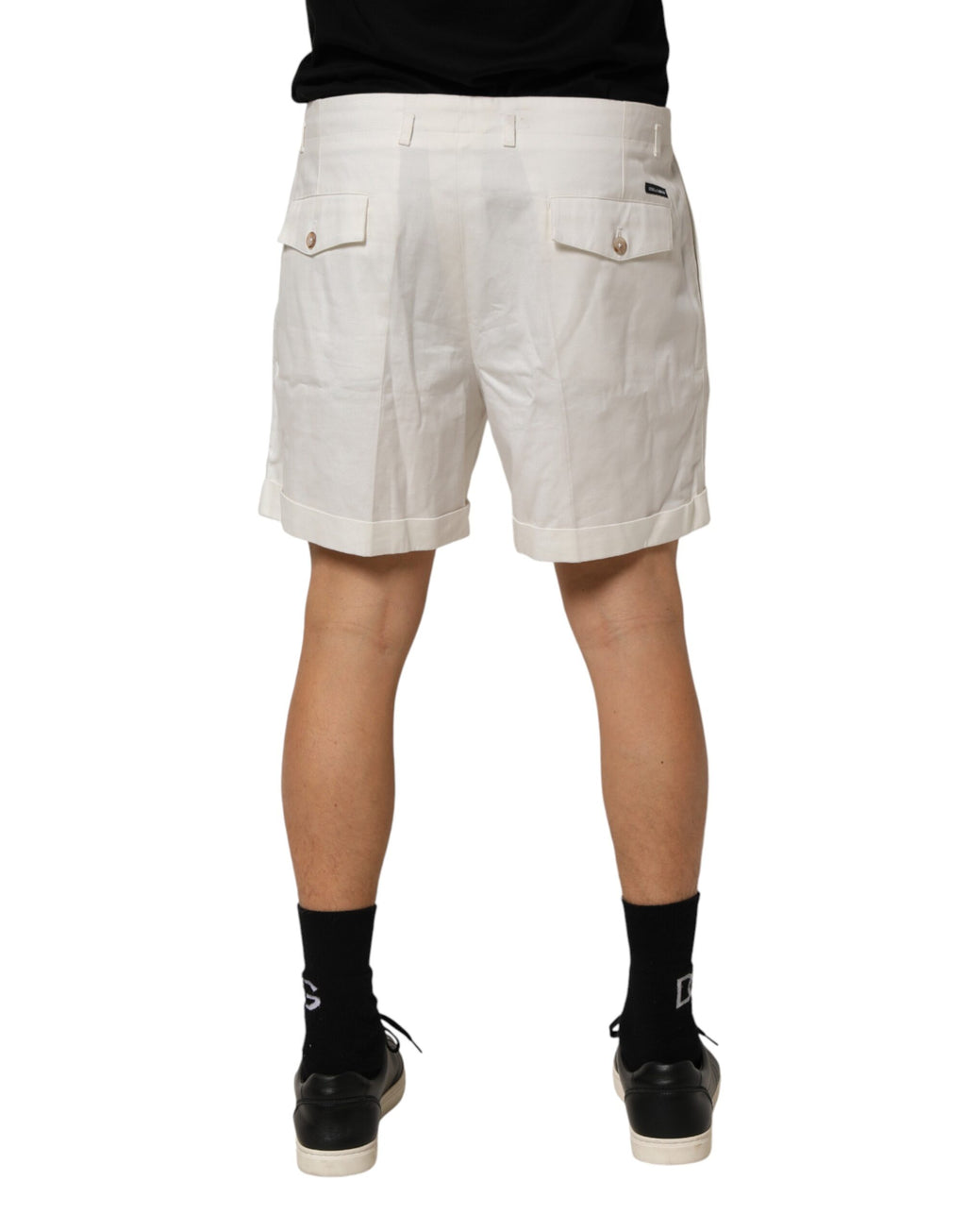Dolce & Gabbana Weiße Baumwoll-Bermuda-Shorts für Herren mit mittlerer Taille