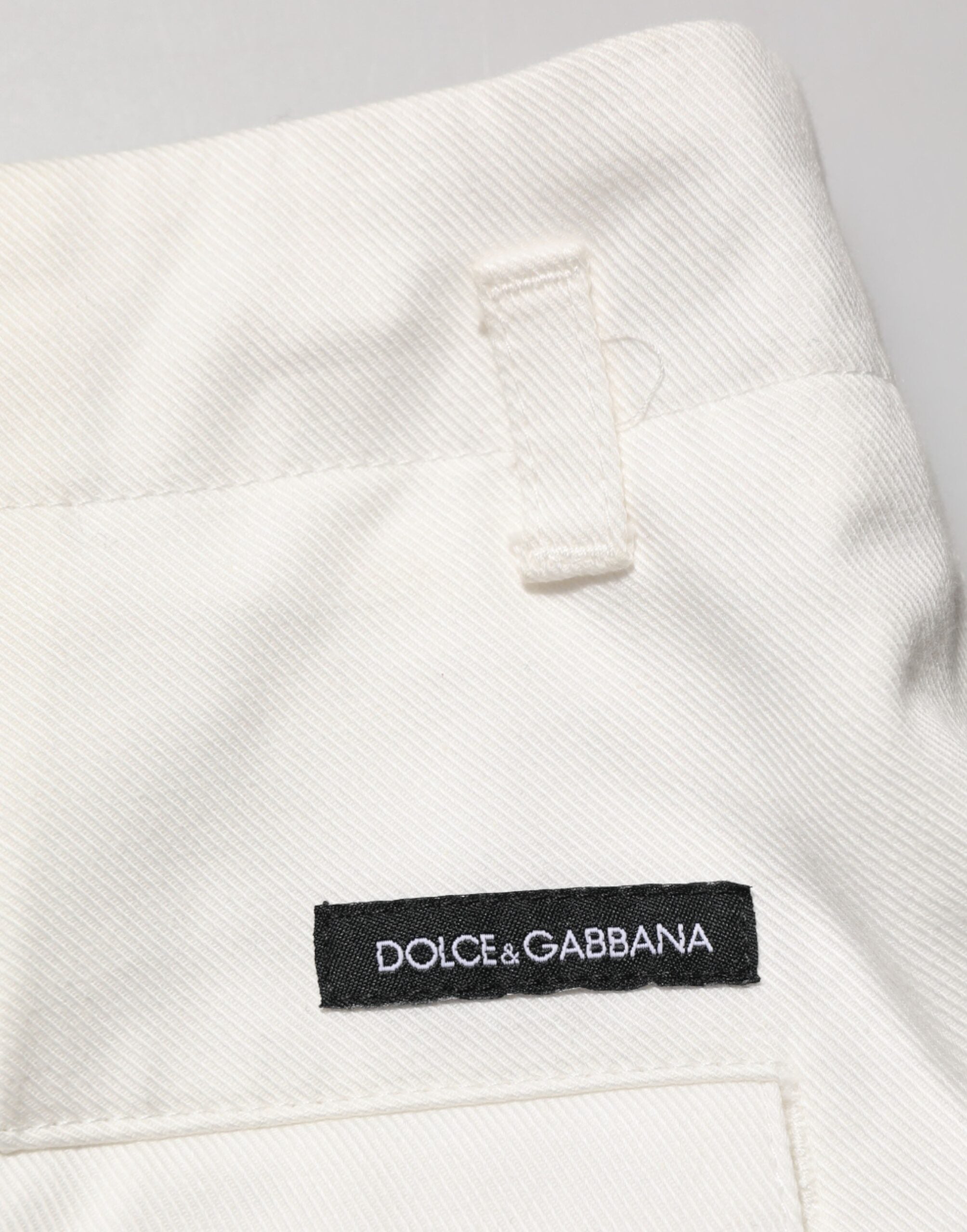 Dolce & Gabbana Weiße Baumwoll-Bermuda-Shorts für Herren mit mittlerer Taille