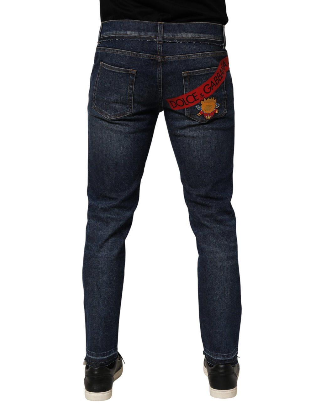 Dolce & Gabbana Enge Herren-Jeans aus blauem Stretch-Baumwoll-Denim
