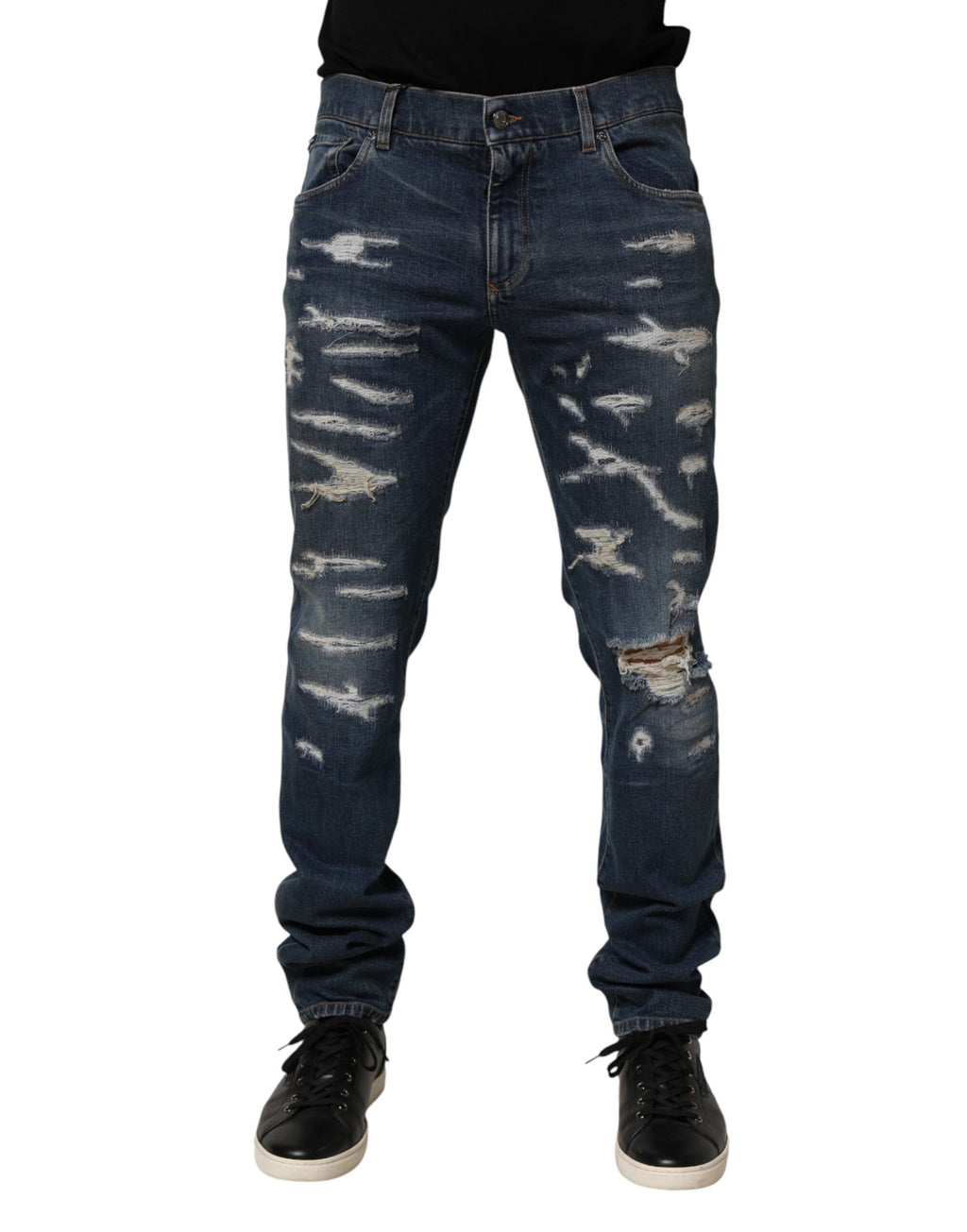 Dolce & Gabbana Blaue Distressed-Jeans aus Baumwolle für Herren