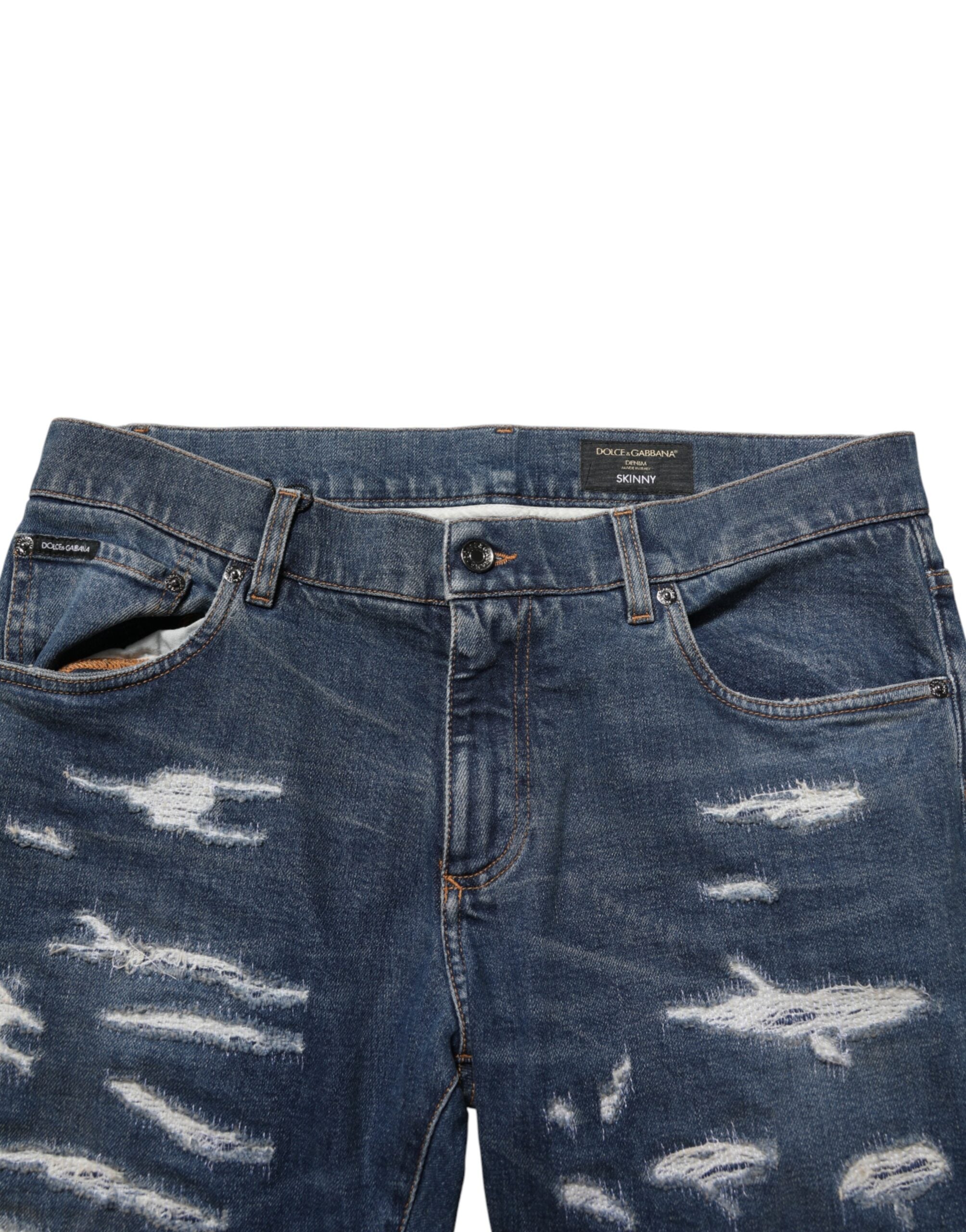 Dolce & Gabbana Blaue Distressed-Jeans aus Baumwolle für Herren