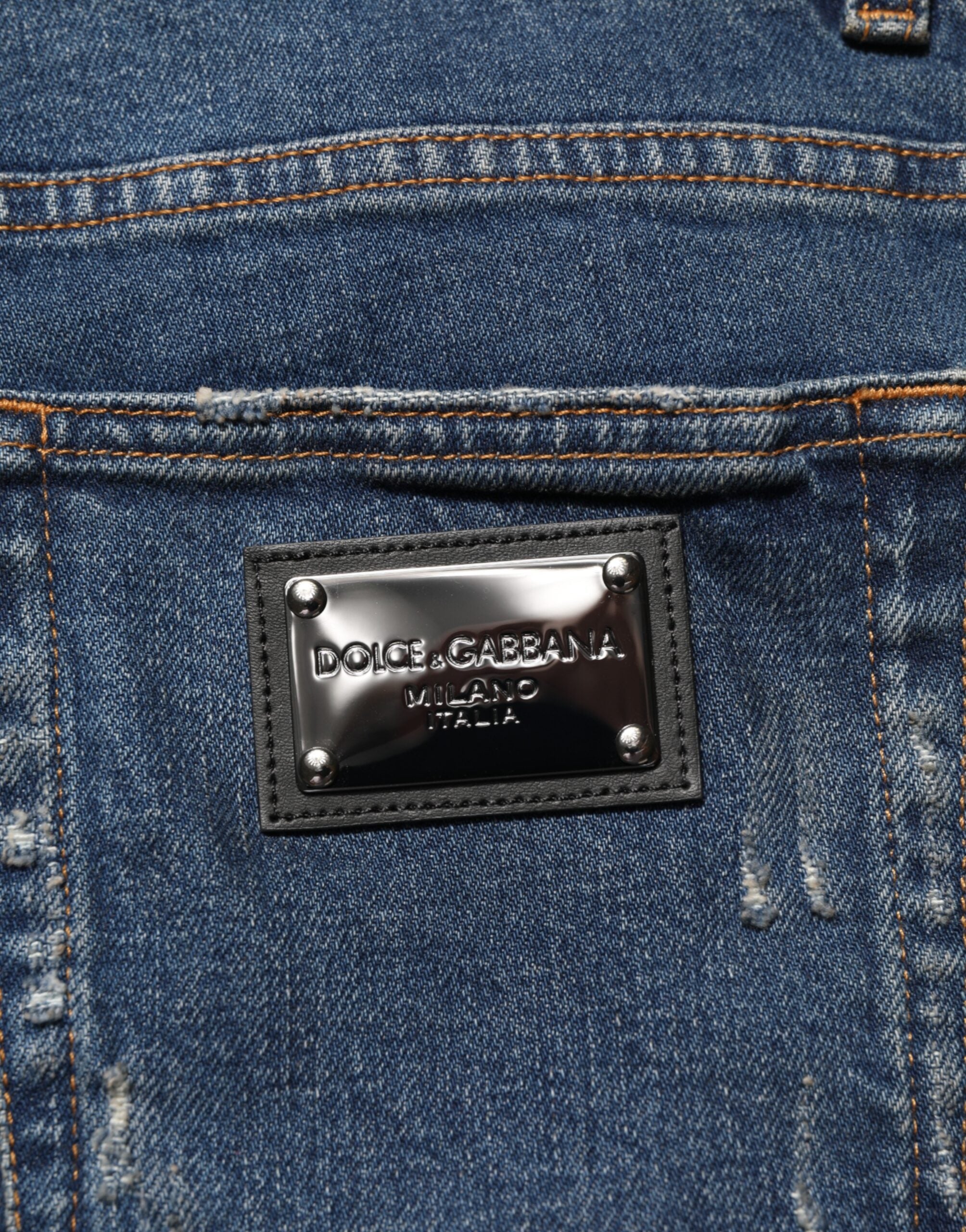 Dolce & Gabbana Blaue Distressed-Jeans aus Baumwolle für Herren