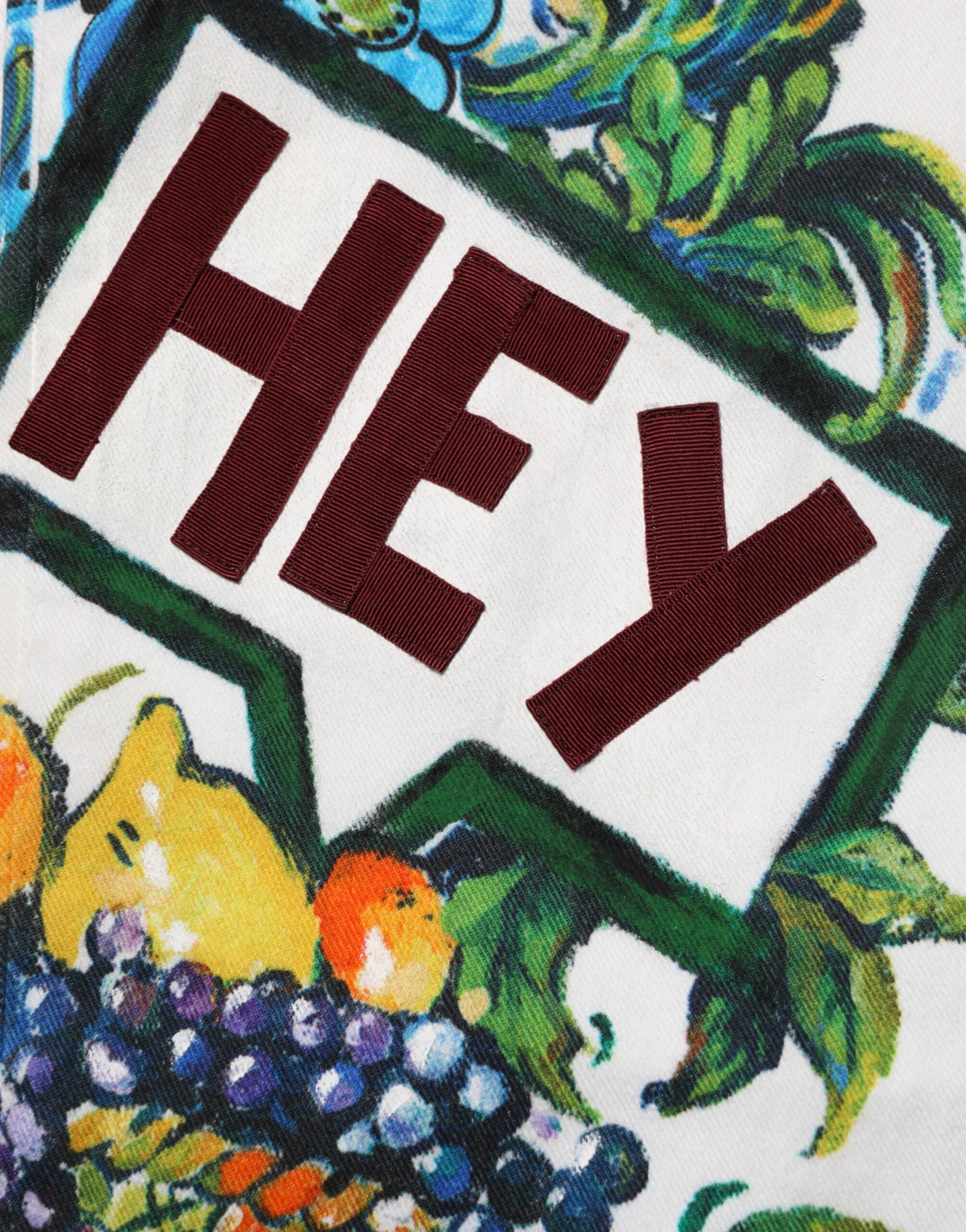 Dolce & Gabbana Weiße Skinny GOLD Jeans mit Graffiti-Print