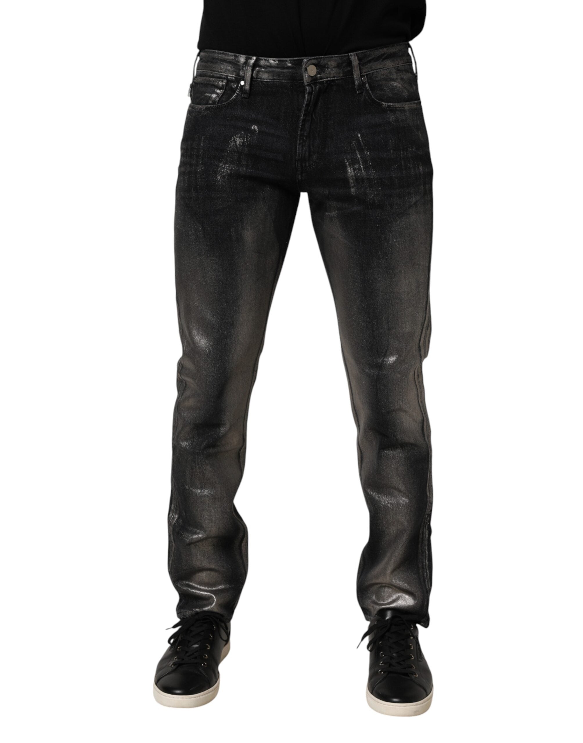Emporio Armani Schwarze Slim-Fit Jeans aus gewaschenem Denim für Herren