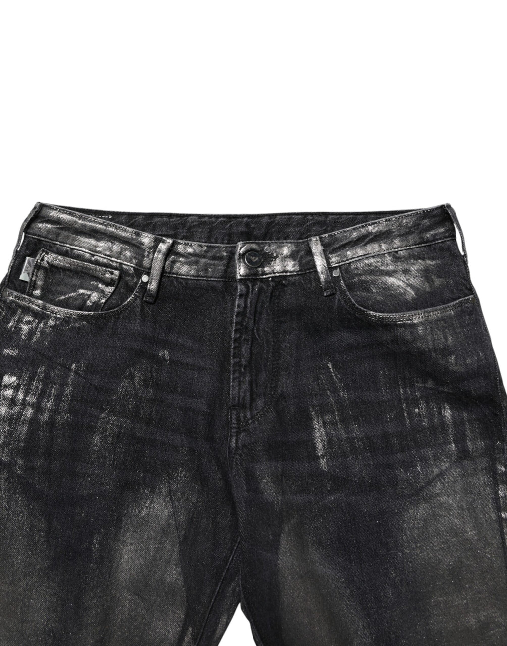 Emporio Armani Schwarze Slim-Fit Jeans aus gewaschenem Denim für Herren