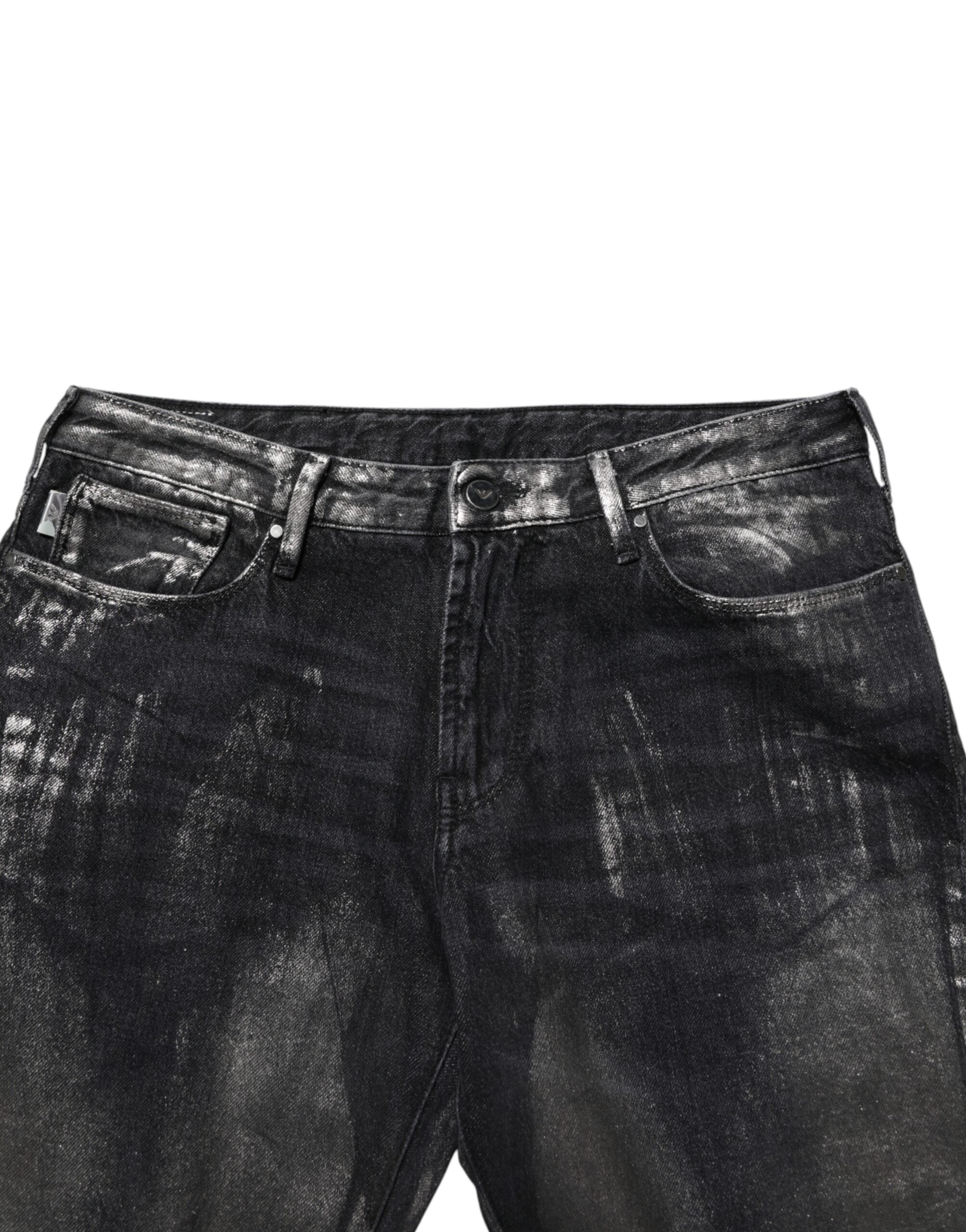 Emporio Armani Schwarze Slim-Fit Jeans aus gewaschenem Denim für Herren