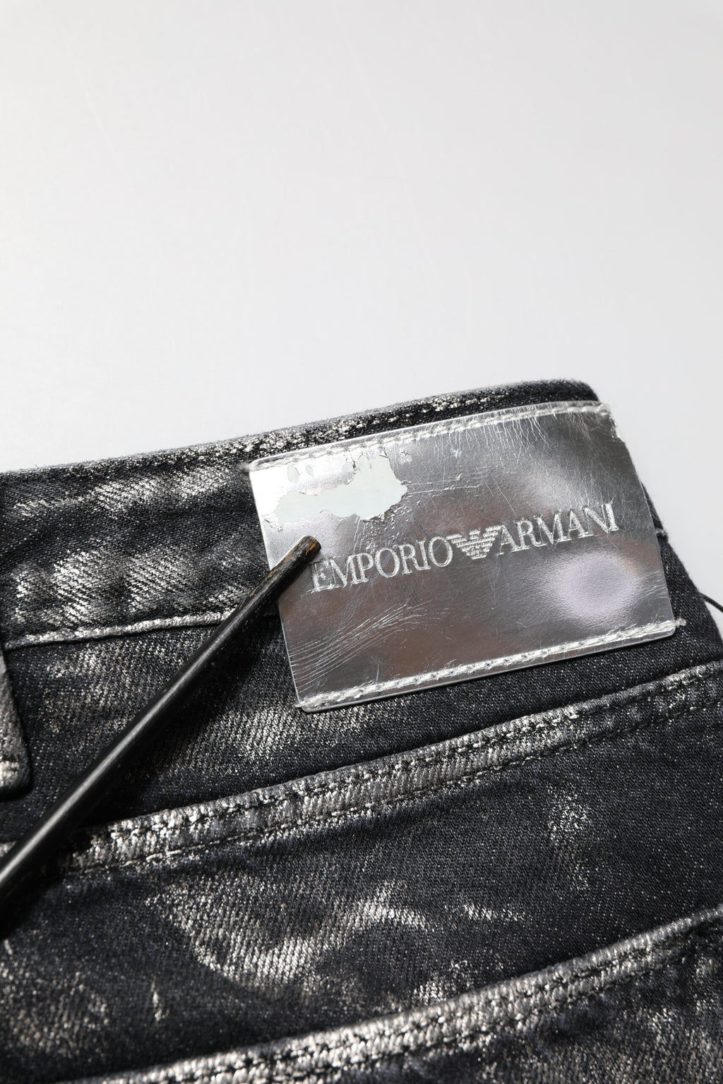 Emporio Armani Schwarze Slim-Fit Jeans aus gewaschenem Denim für Herren