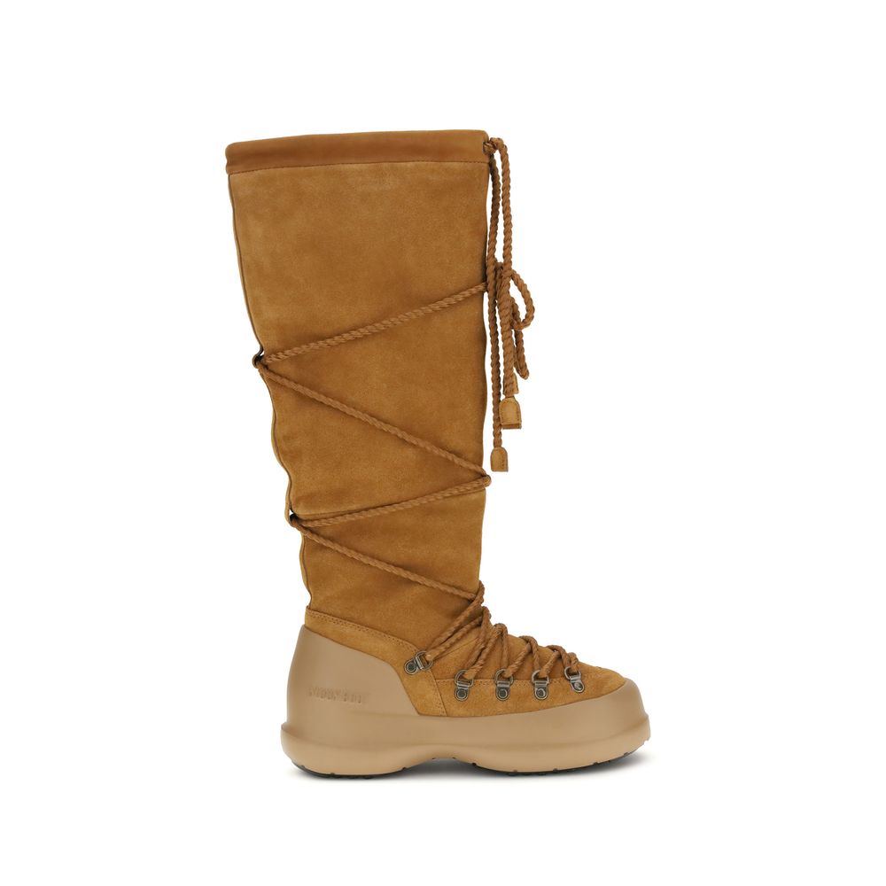 Moon Boot Braune Kalbshaut Bos Taurus Schnürstiefel