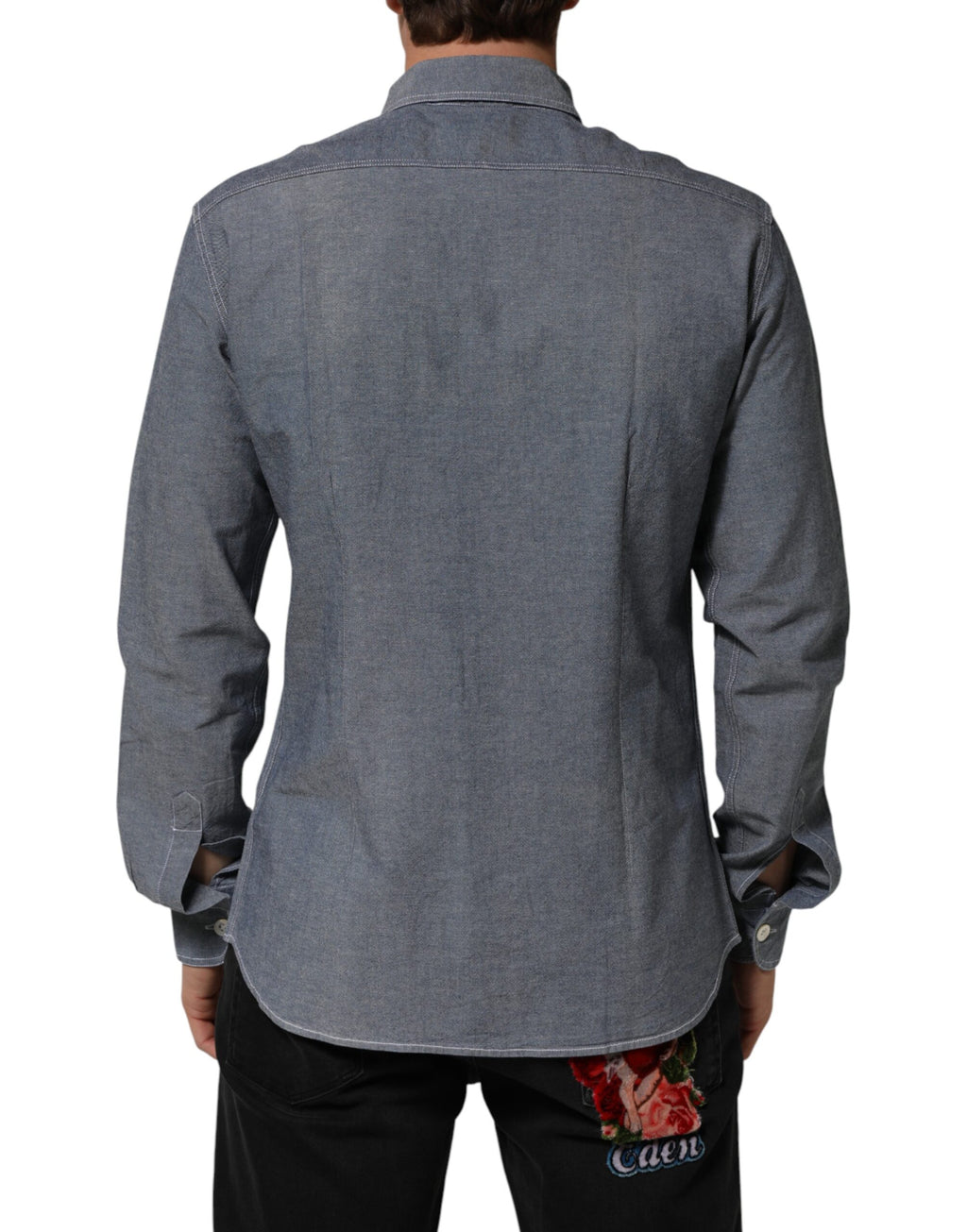 AGLINI Blaues Denim-Hemd mit Regular Fit und Hemdkragen