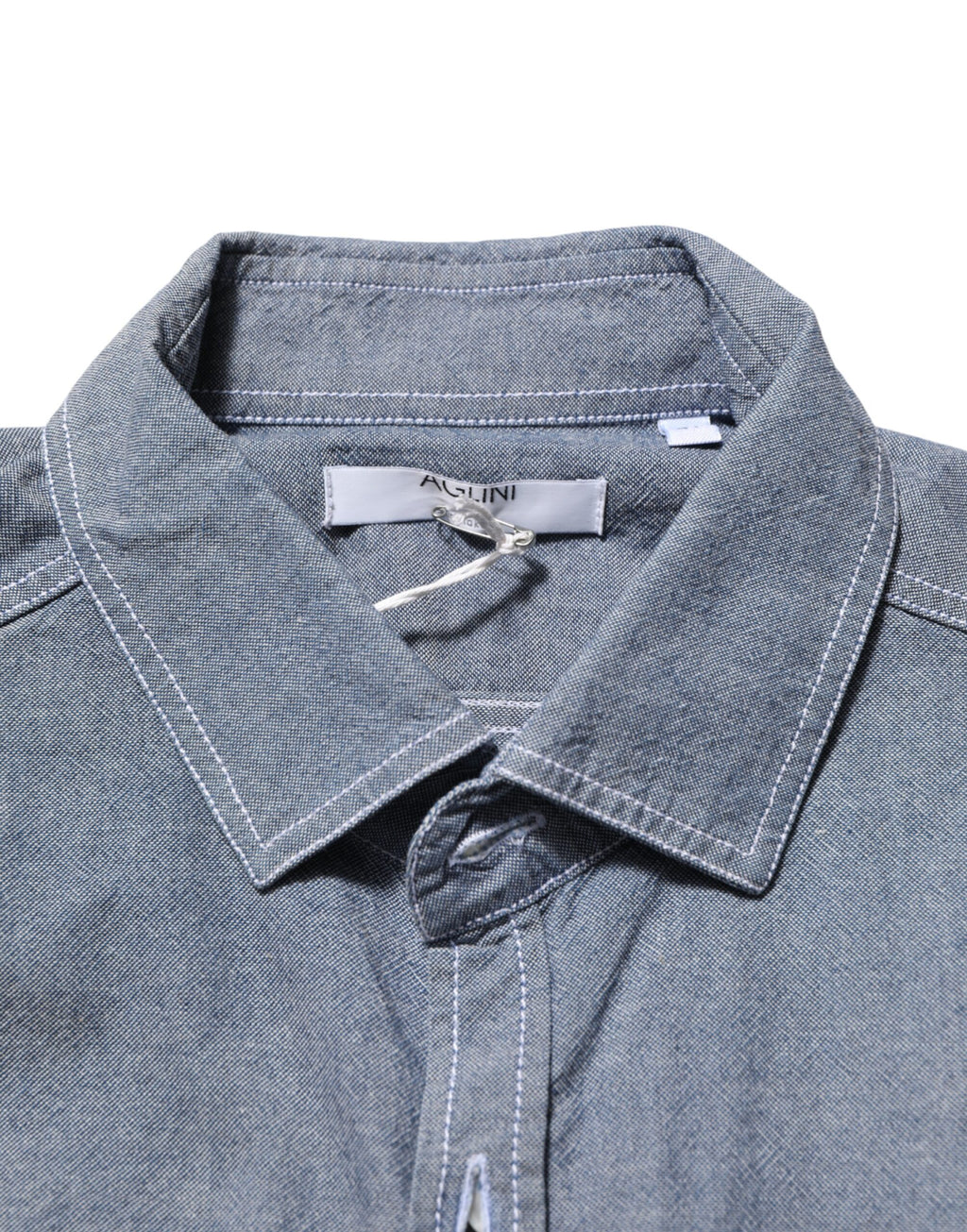 AGLINI Blaues Denim-Hemd mit Regular Fit und Hemdkragen