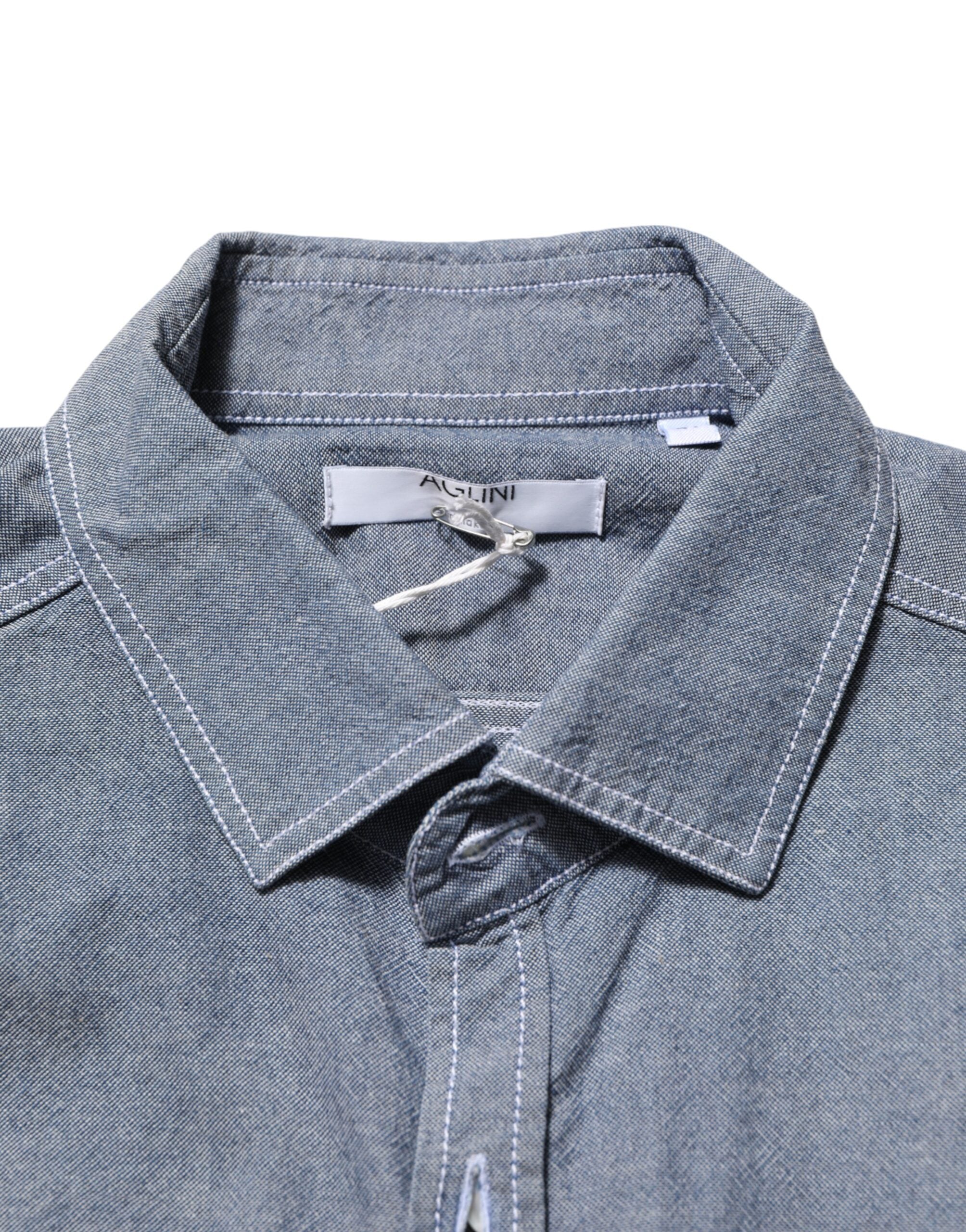 AGLINI Blaues Denim-Hemd mit Regular Fit und Hemdkragen