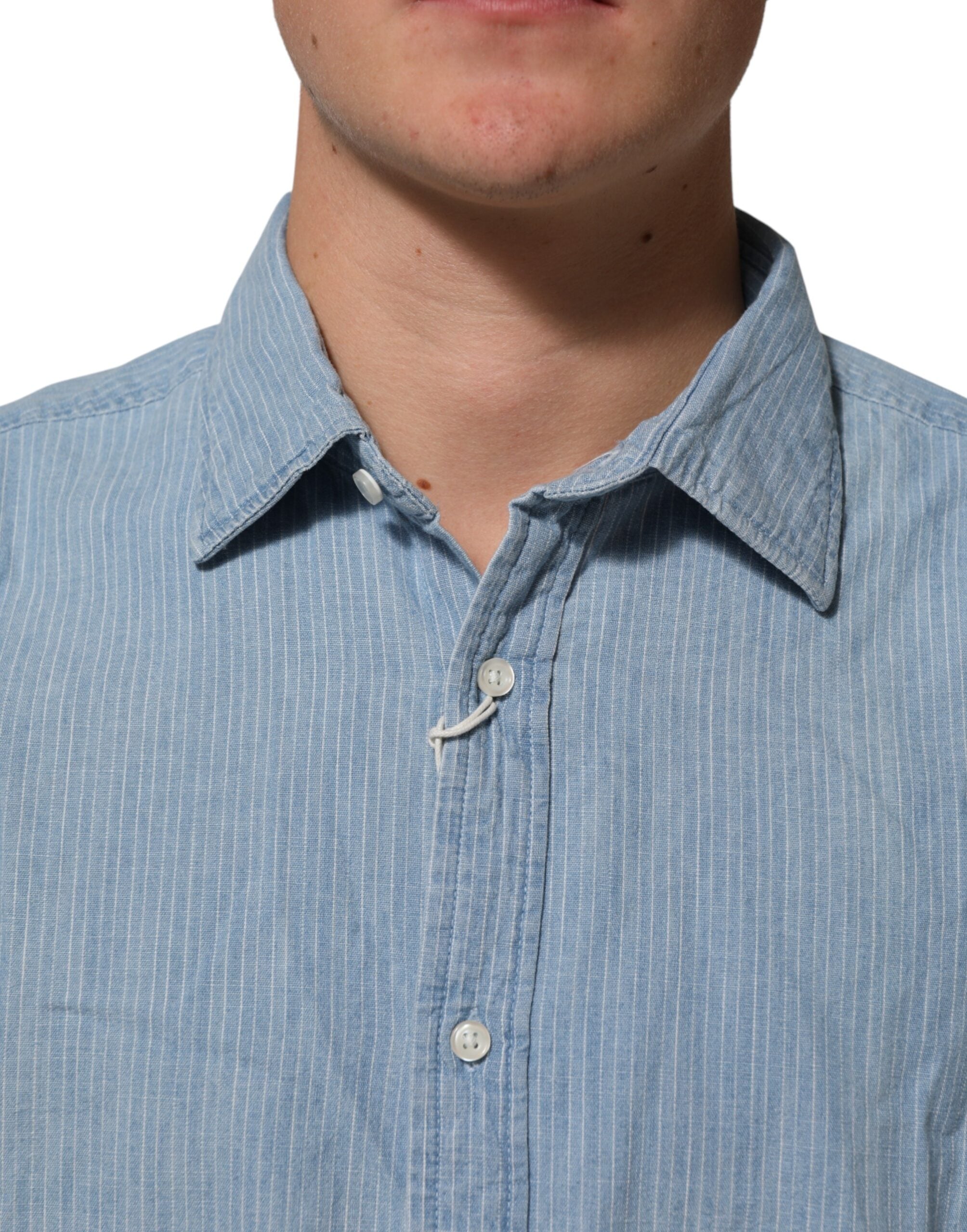 Deperlu Blaues Denim-Hemd für Herren, Regular Fit, mit Kragen und Langarm