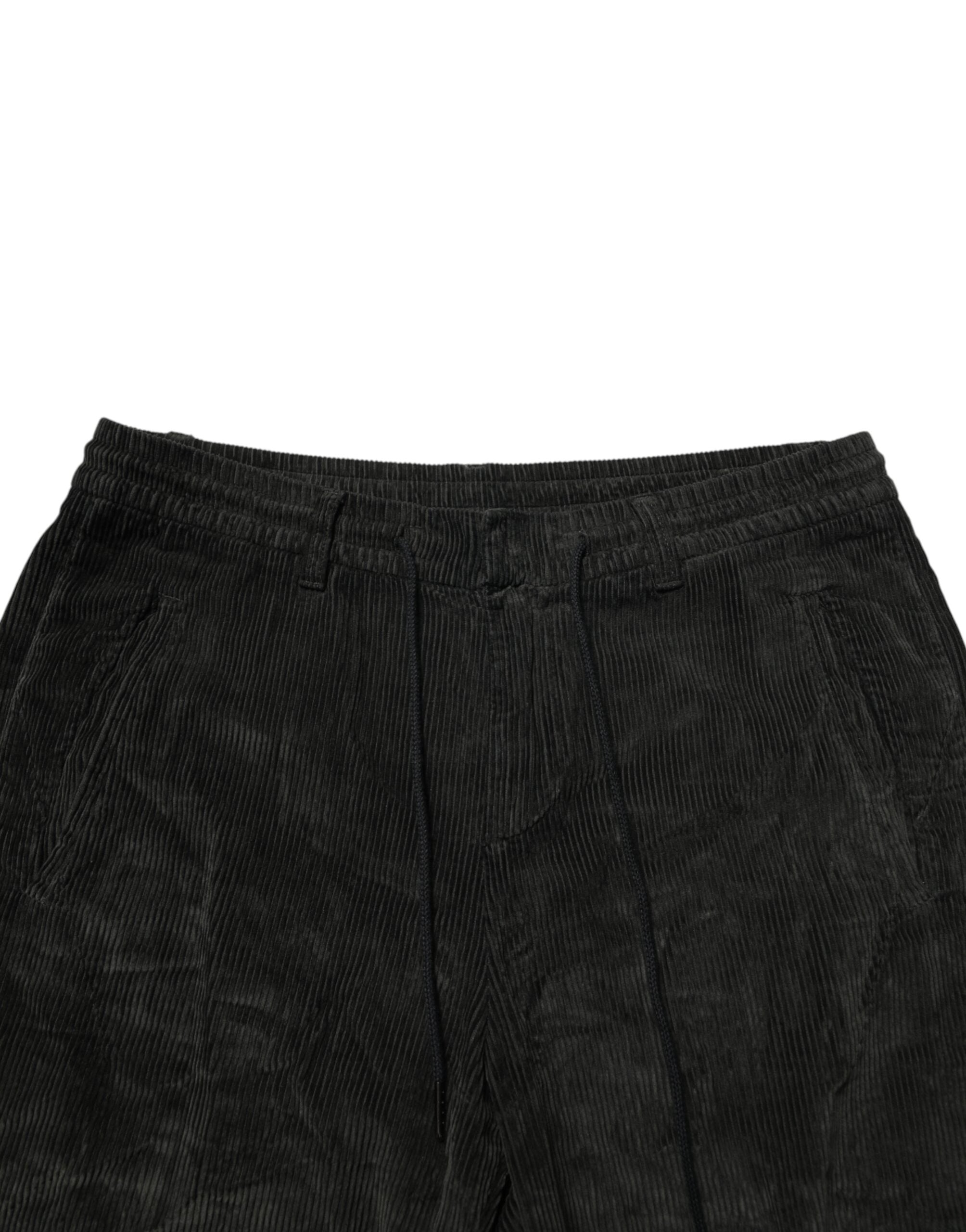 Dondup Schwarze Herren-Cordhose mit mittelhohem Bund und verkürzter Länge