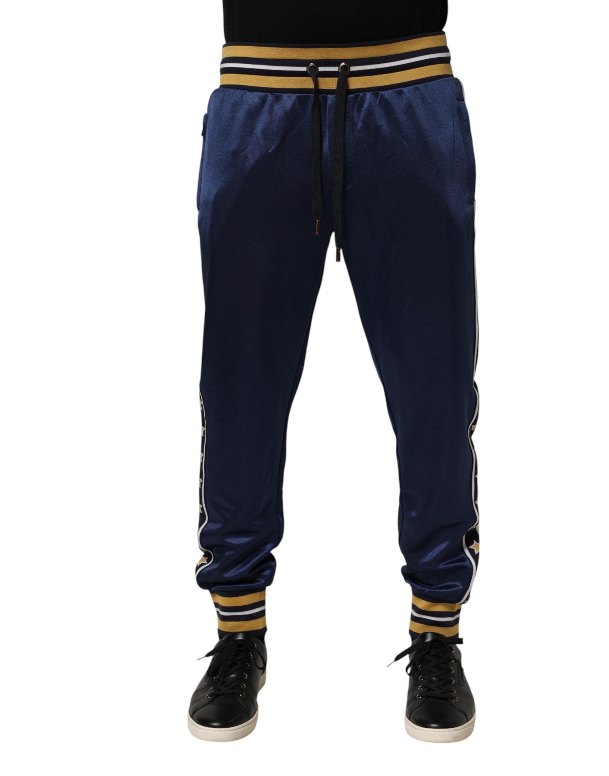 Dolce & Gabbana Blaue Nylon-Jogginghose mit Mid-Waist-Schnitt