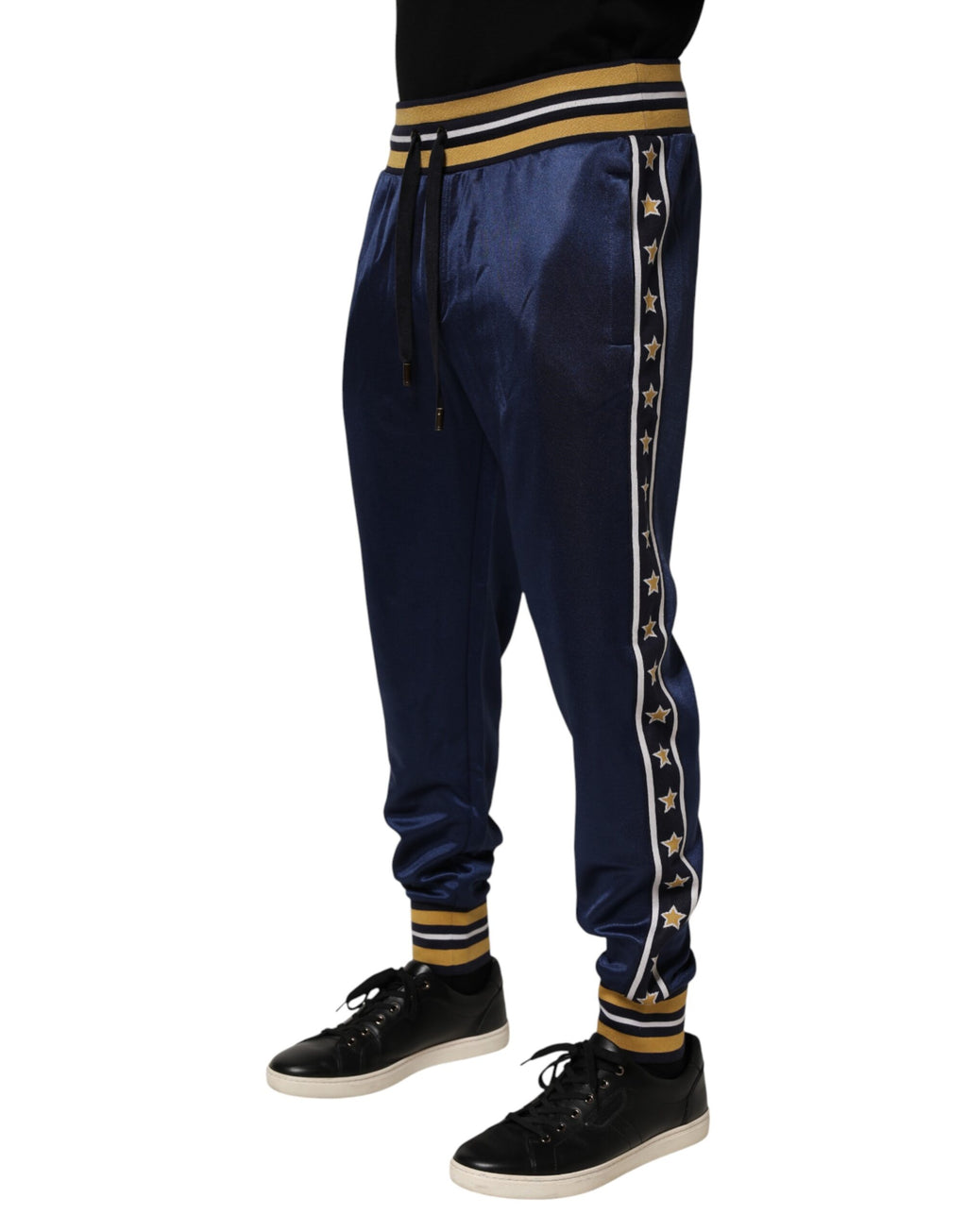 Dolce & Gabbana Blaue Nylon-Jogginghose mit Mid-Waist-Schnitt