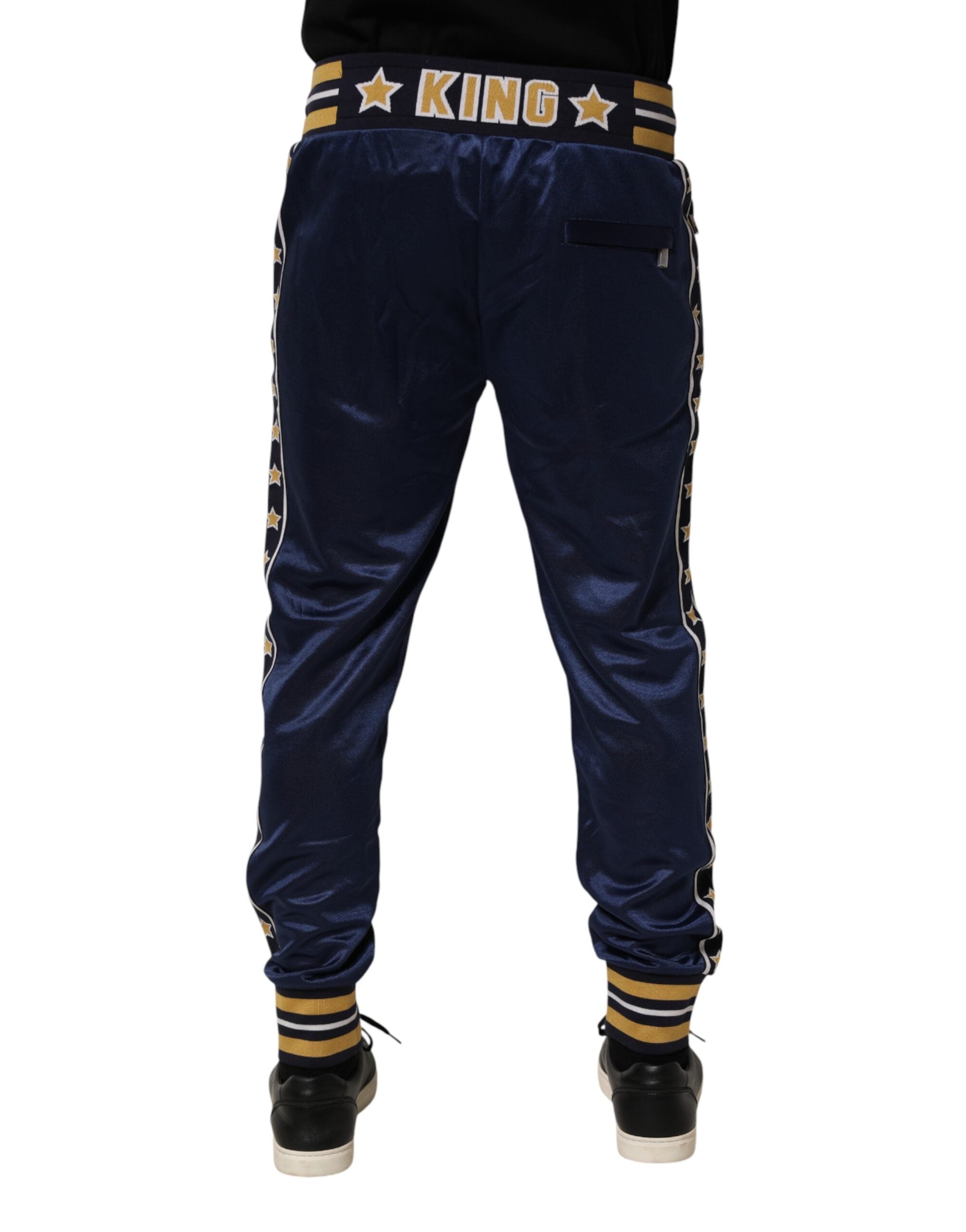 Dolce & Gabbana Blaue Nylon-Jogginghose mit Mid-Waist-Schnitt