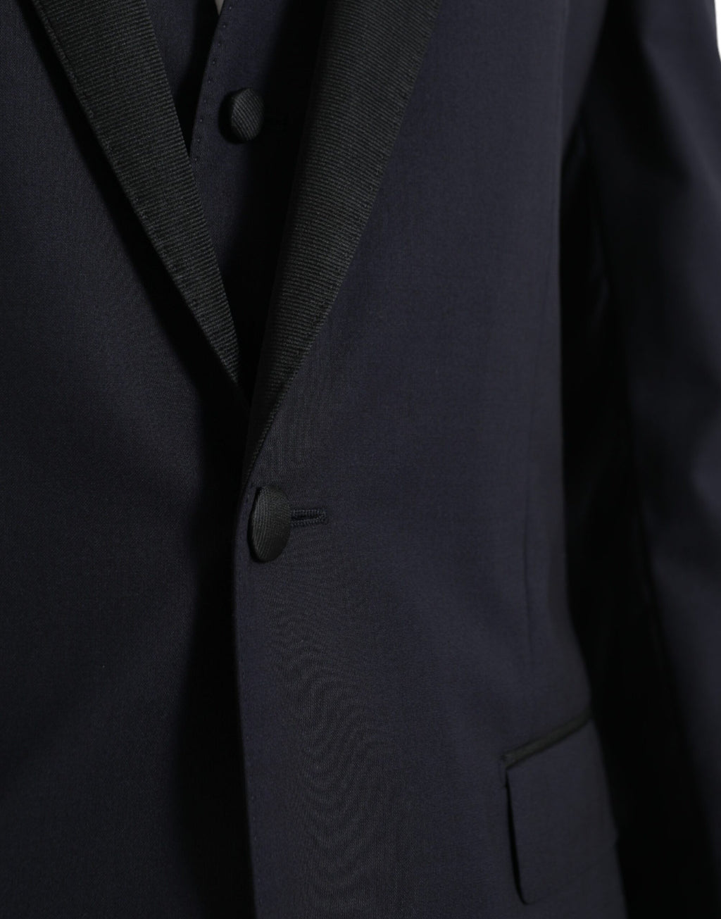 Dolce & Gabbana Blauer Woll-Anzug MARTINI mit einer Knopfleiste für Herren, 3-teilig