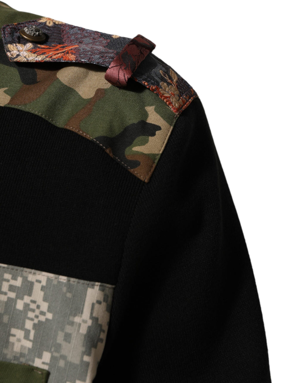 Dolce & Gabbana Schwarzer Patchwork-Pullover mit Rundhalsausschnitt