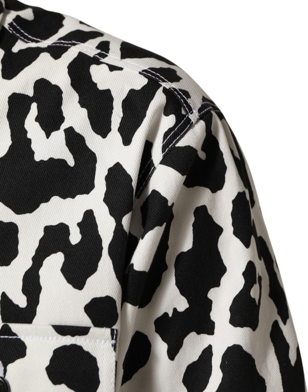 Dolce & Gabbana Schwarzer und Weißer Leoparden-Jeans-Blouson-Pullover