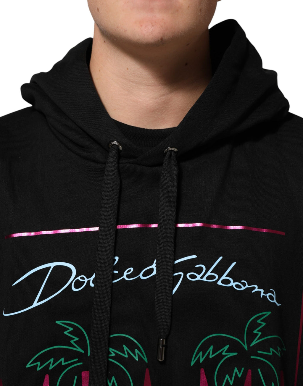 Dolce & Gabbana Schwarzer Bedruckter Kapuzenpullover für Herren
