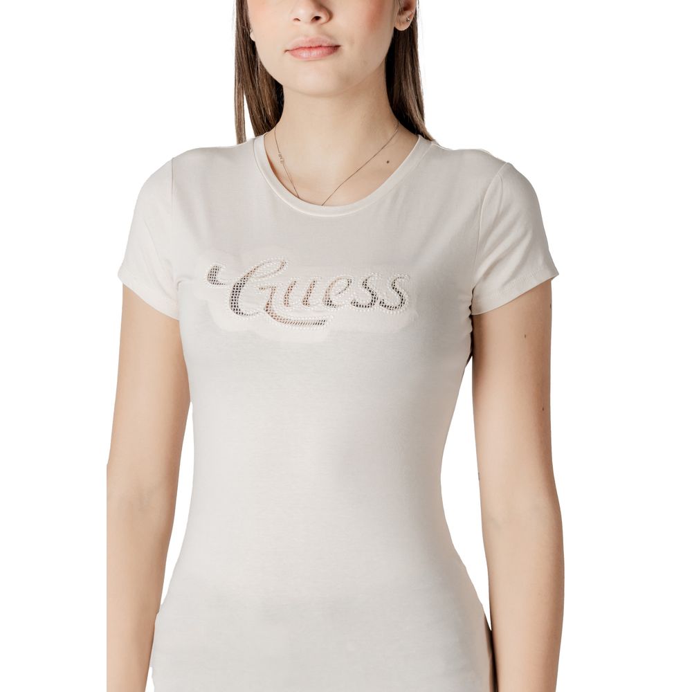 Guess Beigefarbenes Baumwoll-T-Shirt
