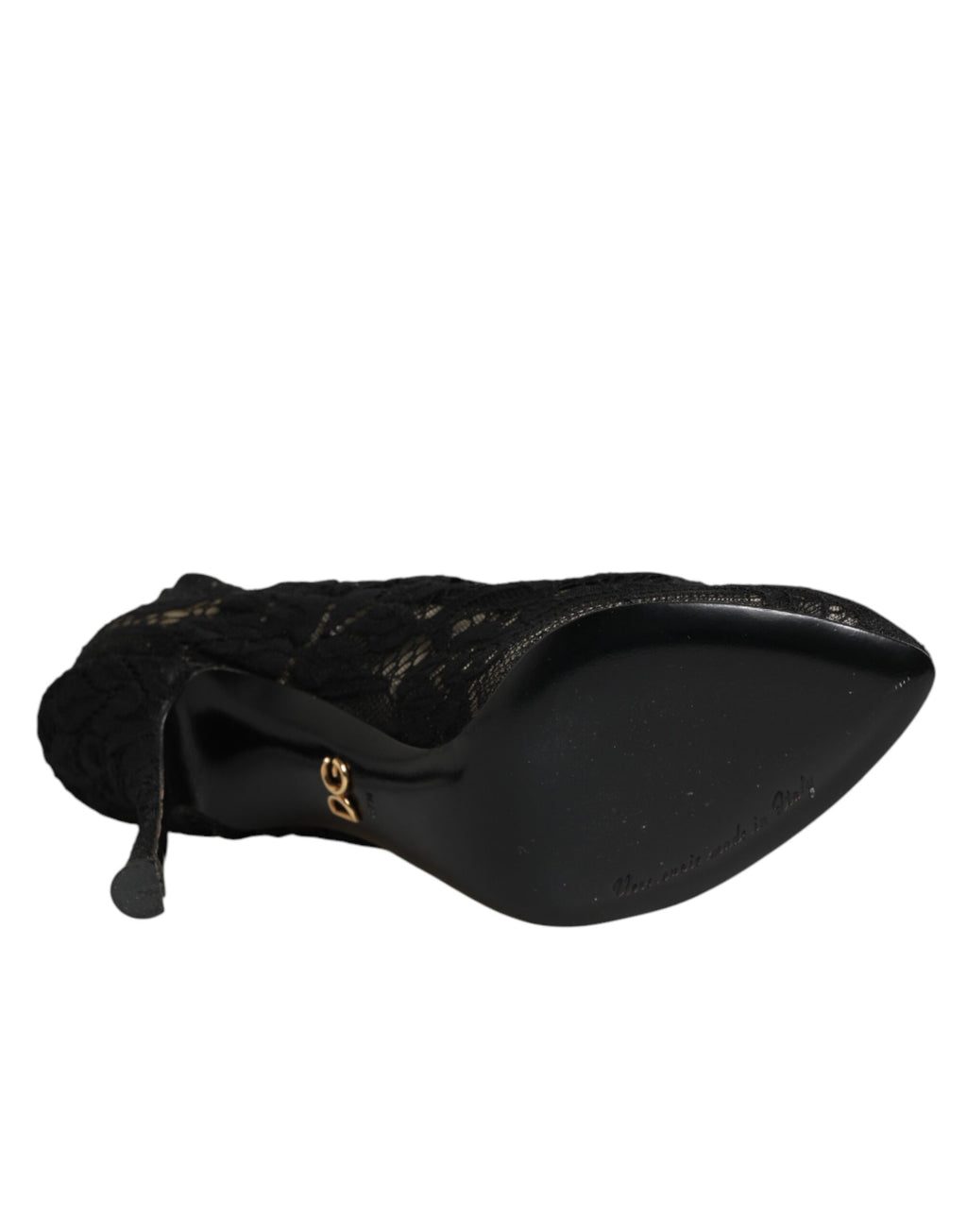 Dolce & Gabbana Schwarze Taormina-Spitzenstiefel mit Sockenoptik