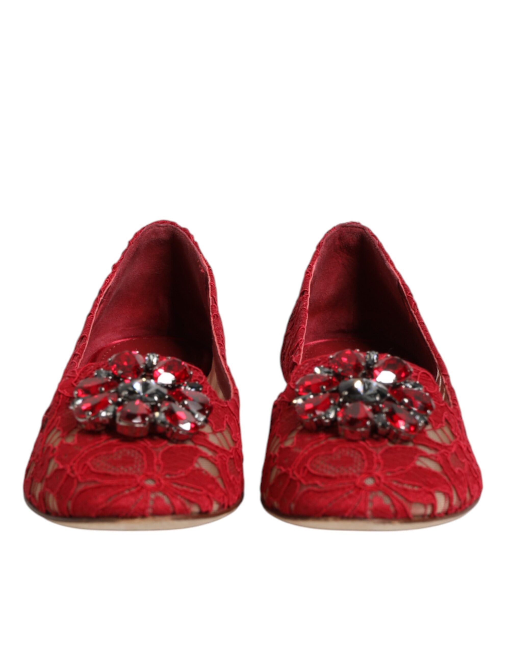 Dolce & Gabbana Rote Spitzenschuhe mit Kristallen