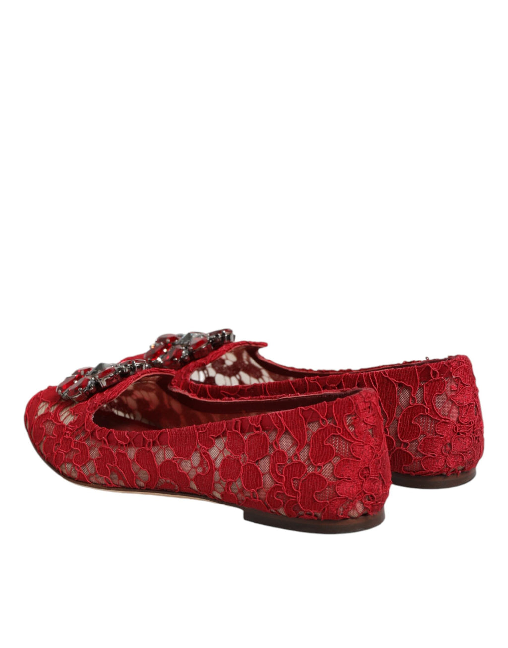 Dolce & Gabbana Rote Spitzenschuhe mit Kristallen