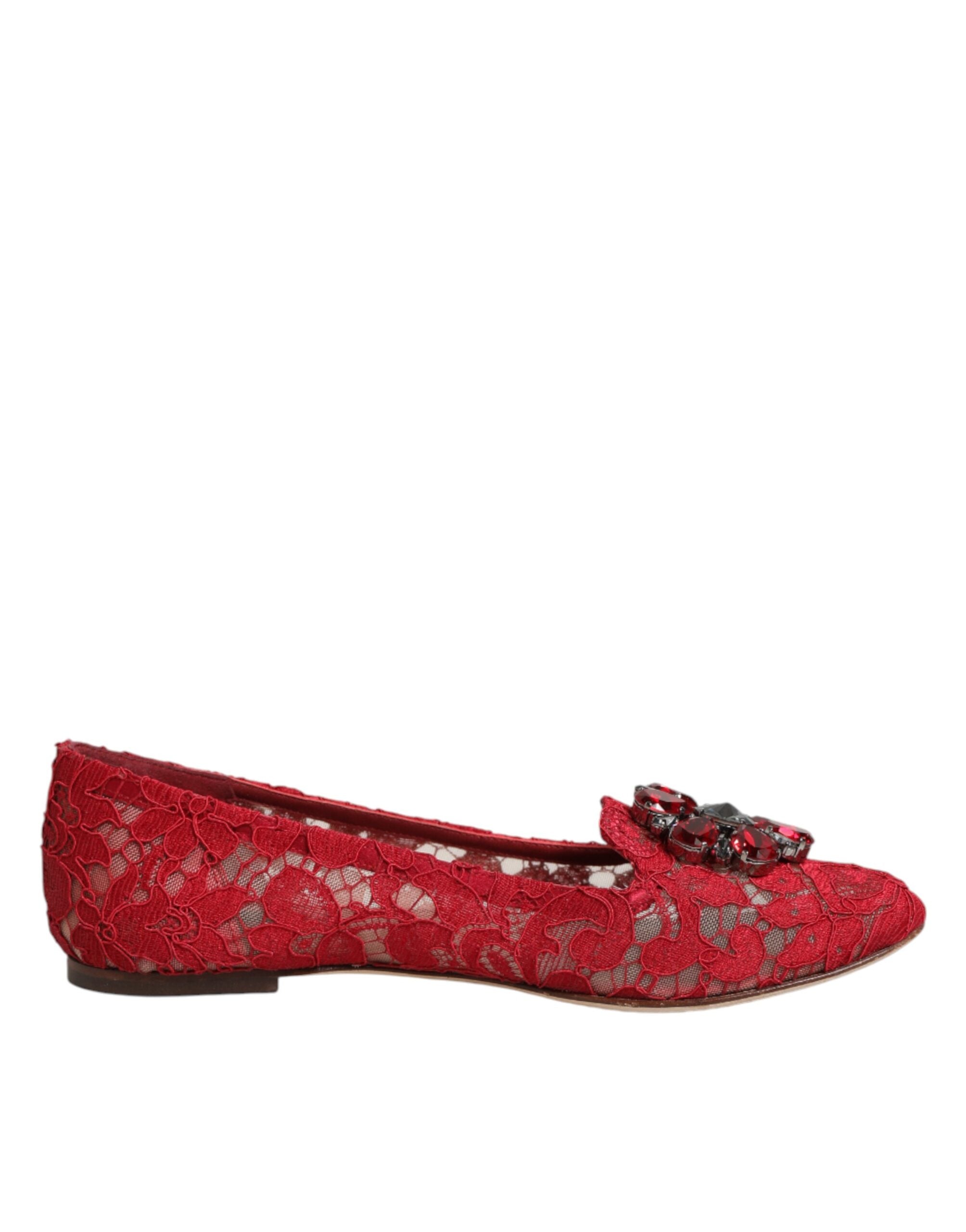 Dolce & Gabbana Rote Spitzenschuhe mit Kristallen