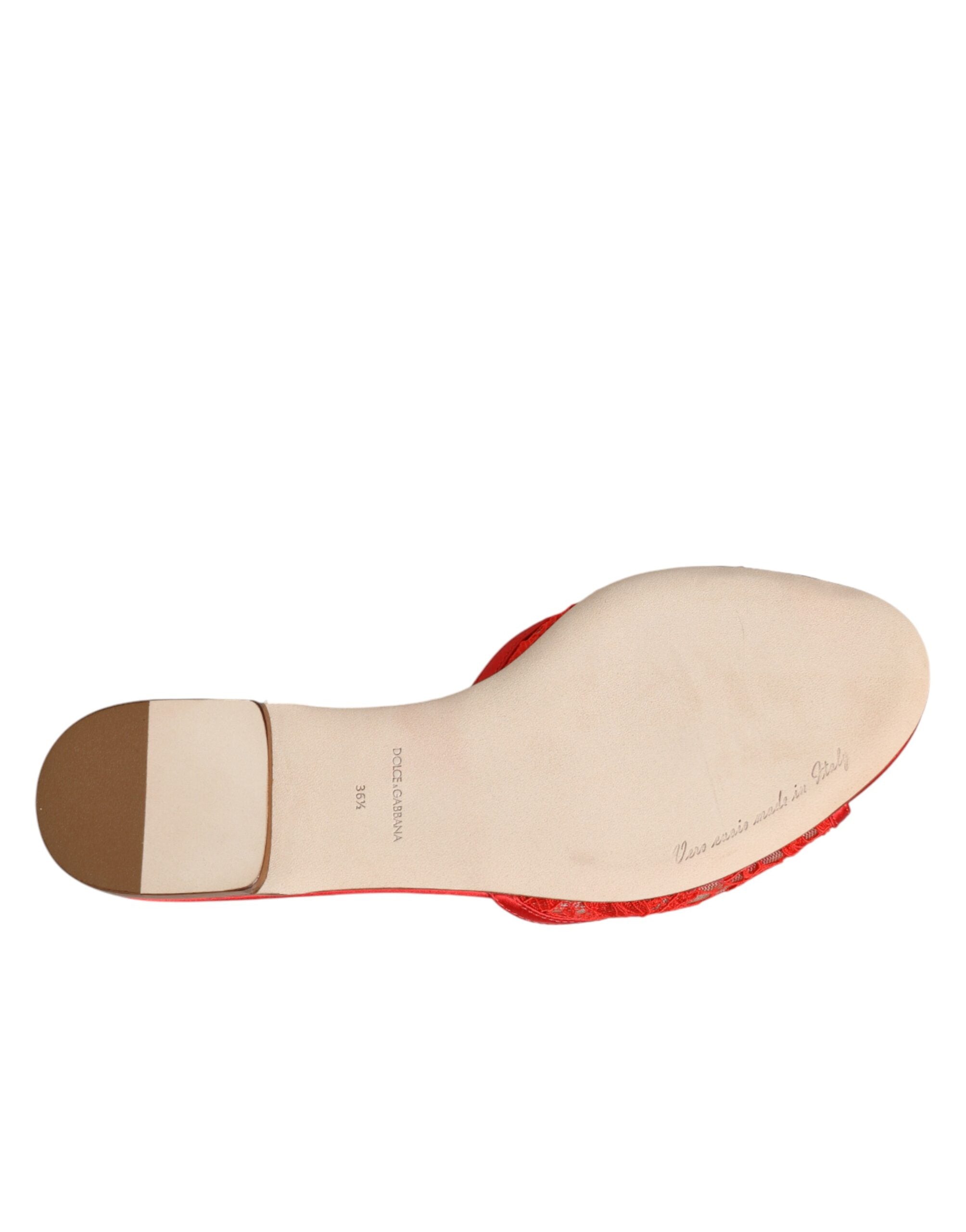 Dolce & Gabbana Rote Devotion Spitzenschuhe Slip-On Sandalen