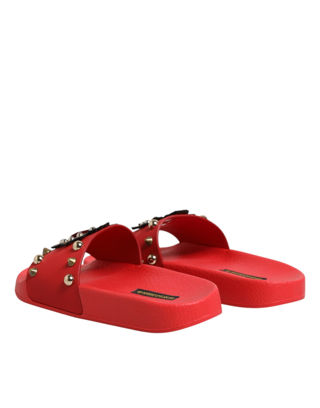 Dolce & Gabbana Rote Slides mit Herz-Applikation, Strandschuhe