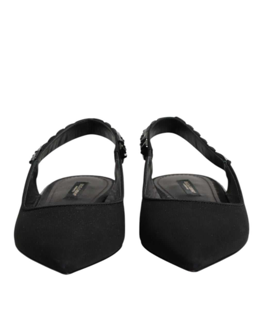 Dolce & Gabbana Schwarze Slingback-Schuhe aus Charmeuse mit Kristallen