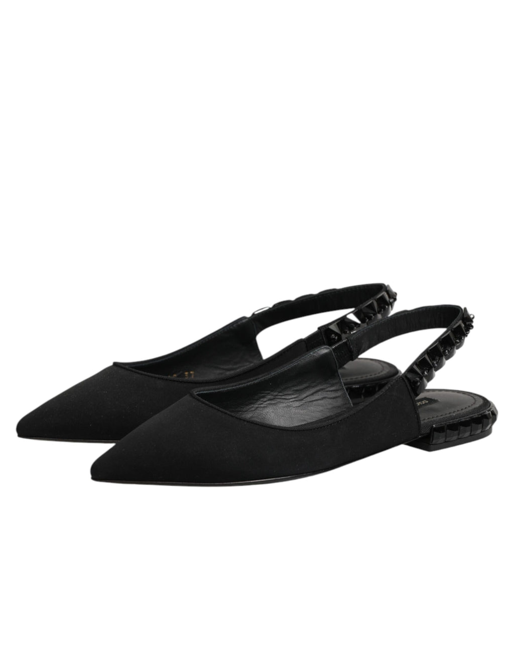 Dolce & Gabbana Schwarze Slingback-Schuhe aus Charmeuse mit Kristallen