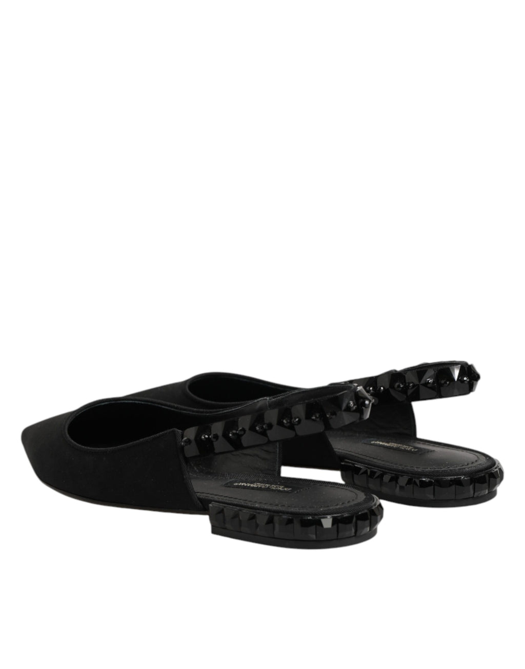 Dolce & Gabbana Schwarze Slingback-Schuhe aus Charmeuse mit Kristallen