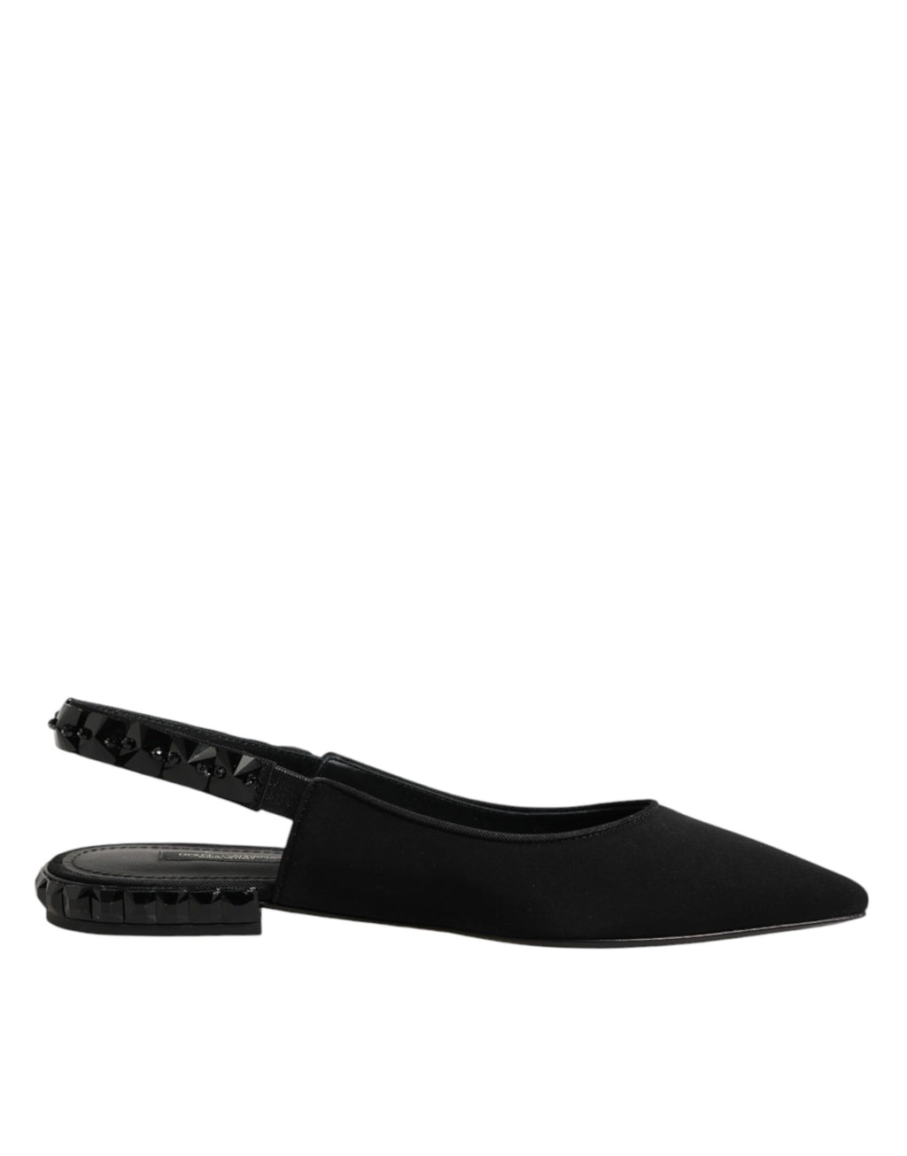 Dolce & Gabbana Schwarze Slingback-Schuhe aus Charmeuse mit Kristallen