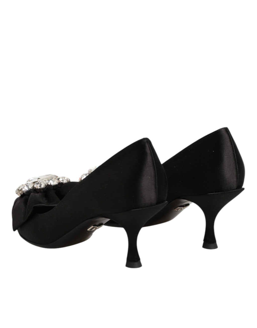 Dolce & Gabbana Schwarze Satin-Pumps mit Kristallschleife