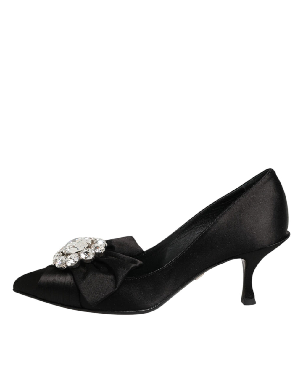 Dolce & Gabbana Schwarze Satin-Pumps mit Kristallschleife
