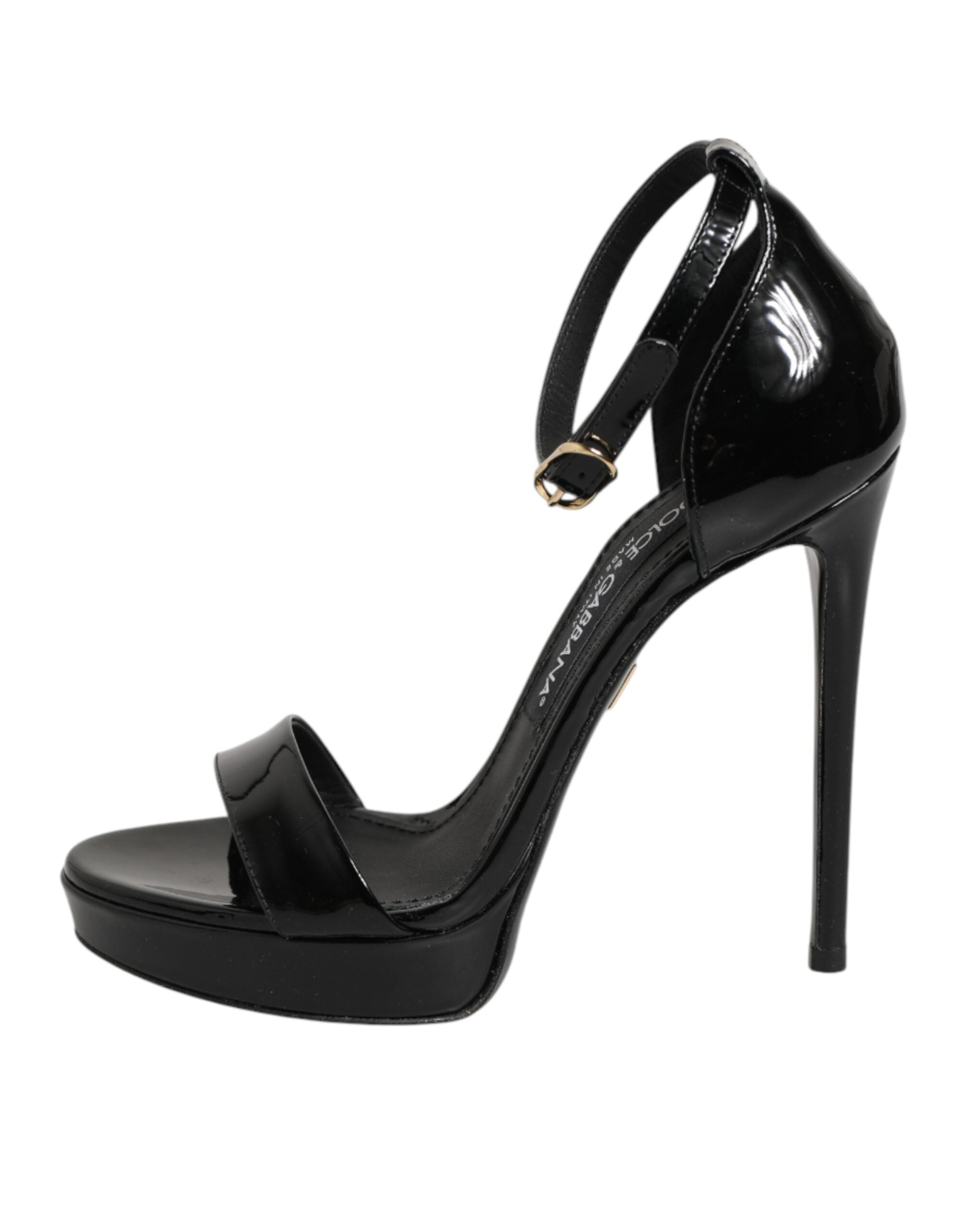 Dolce & Gabbana Schwarze Leder-Plateau-Sandalen Keira