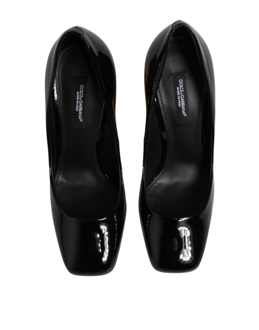 Dolce & Gabbana Schwarze Goldfarbene Lackleder-Logo-Pumps