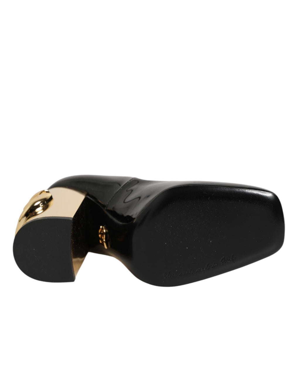 Dolce & Gabbana Schwarze Goldfarbene Lackleder-Logo-Pumps