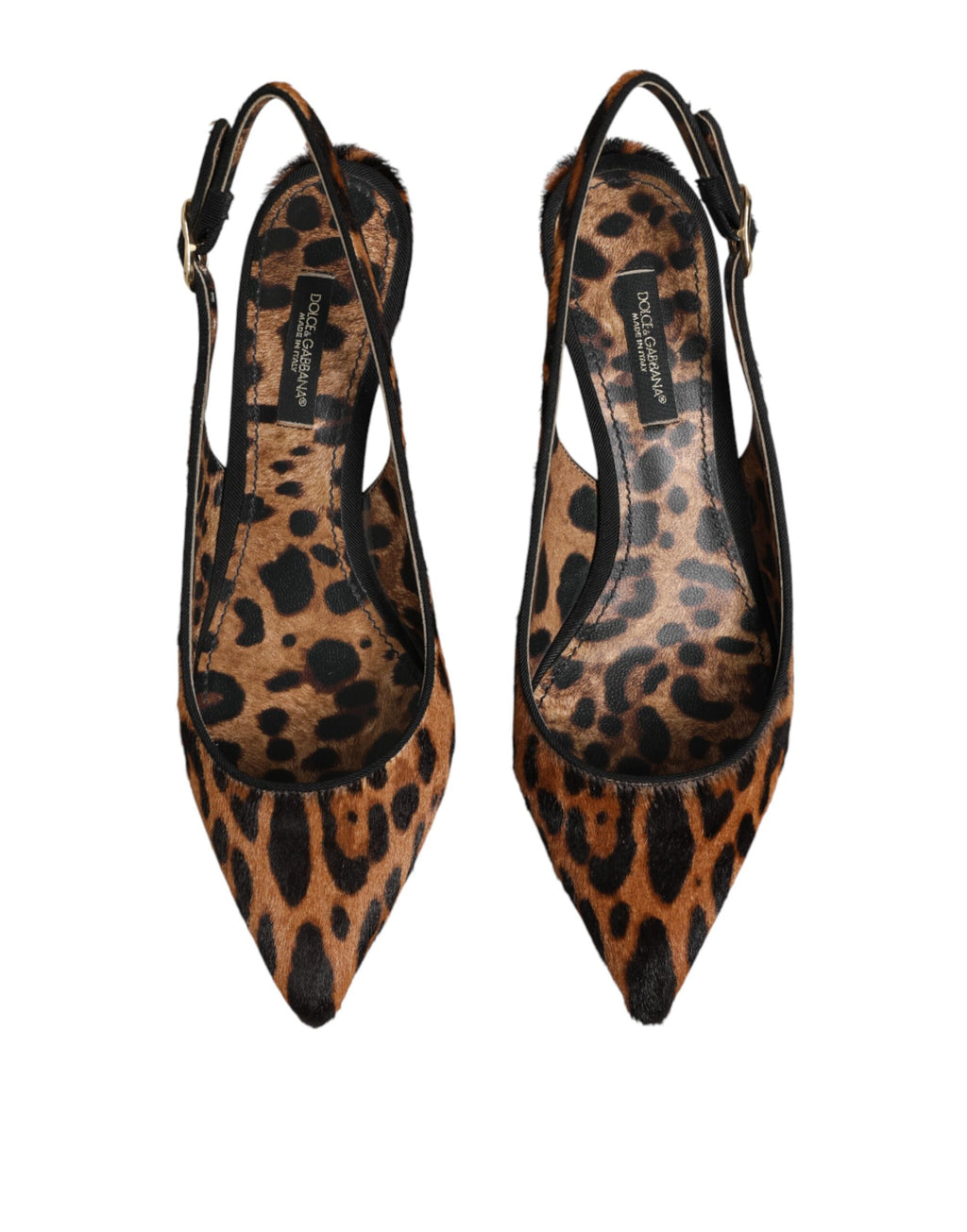 Dolce & Gabbana Braune Slingback-Schuhe aus Leoparden-Kalbsfell
