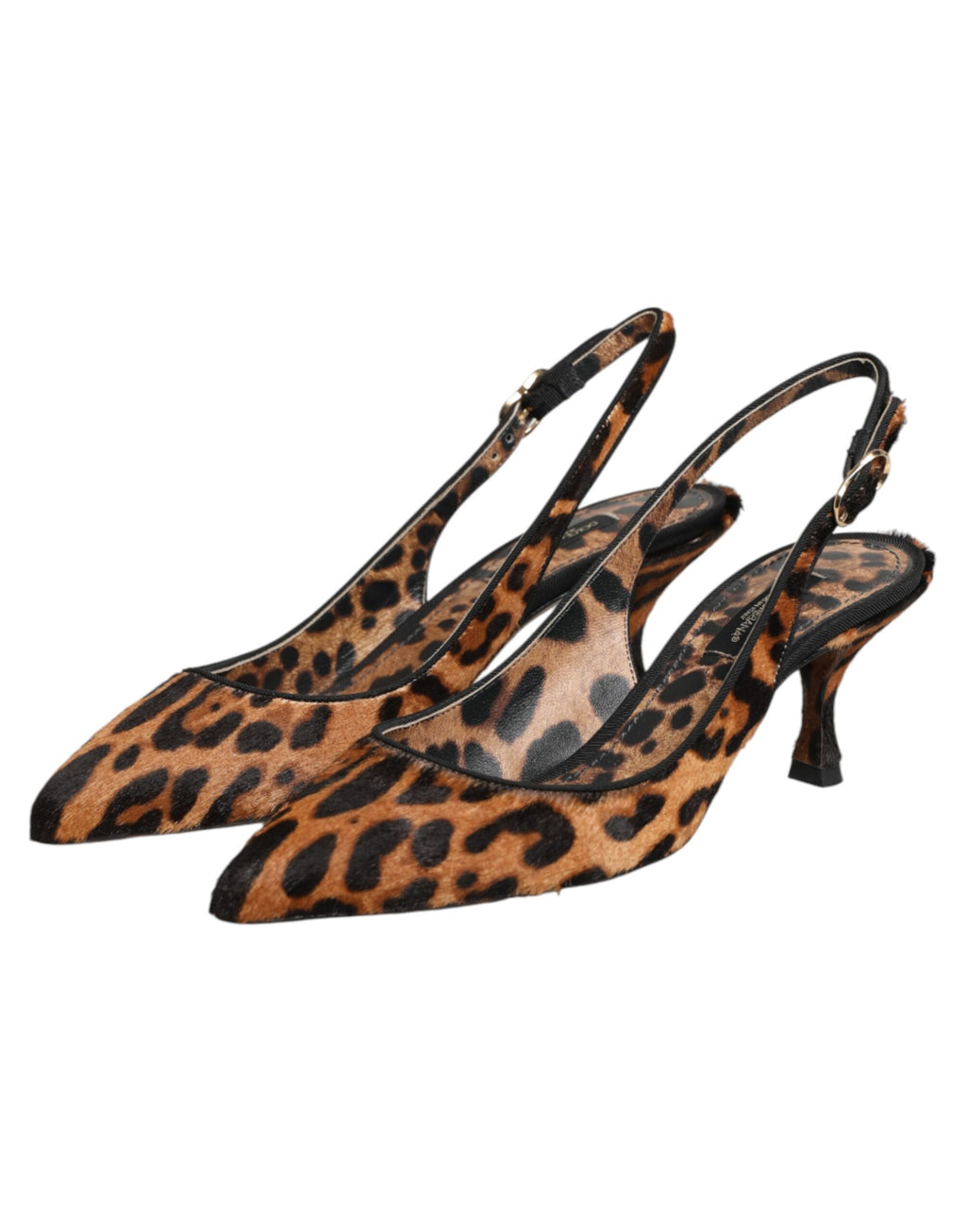 Dolce & Gabbana Braune Slingback-Schuhe aus Leoparden-Kalbsfell