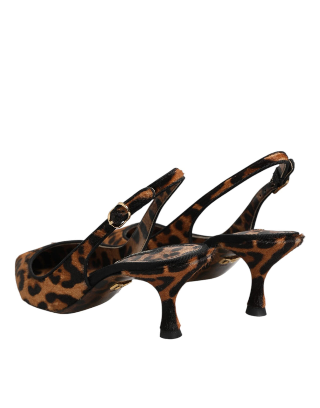 Dolce & Gabbana Braune Slingback-Schuhe aus Leoparden-Kalbsfell