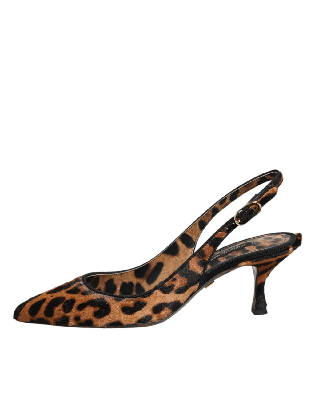 Dolce & Gabbana Braune Slingback-Schuhe aus Leoparden-Kalbsfell