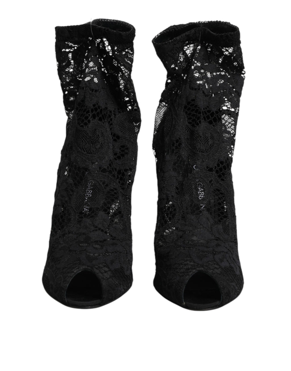 Dolce & Gabbana Schwarze Stretch-Taormina-Spitzenstiefel