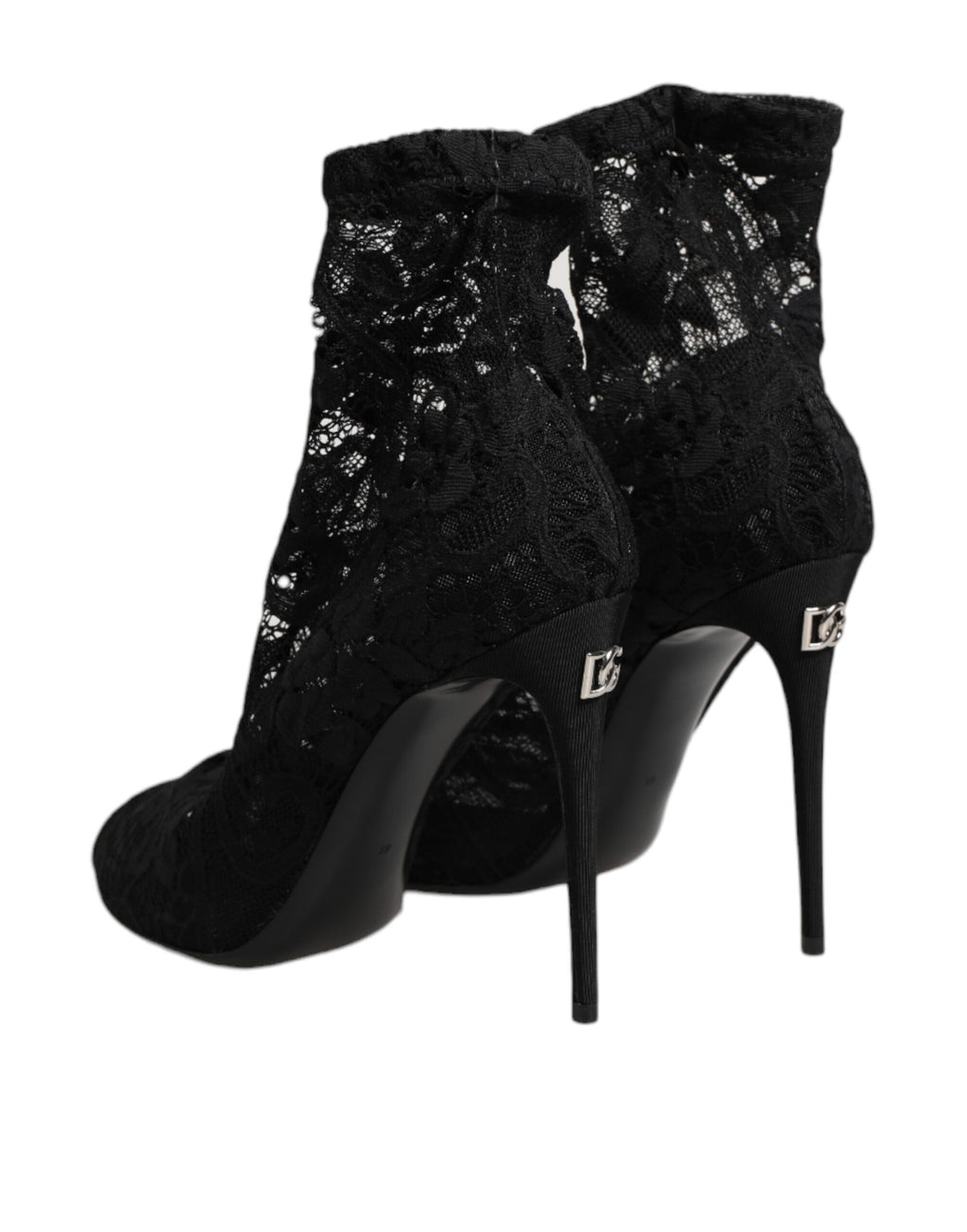 Dolce & Gabbana Schwarze Stretch-Taormina-Spitzenstiefel