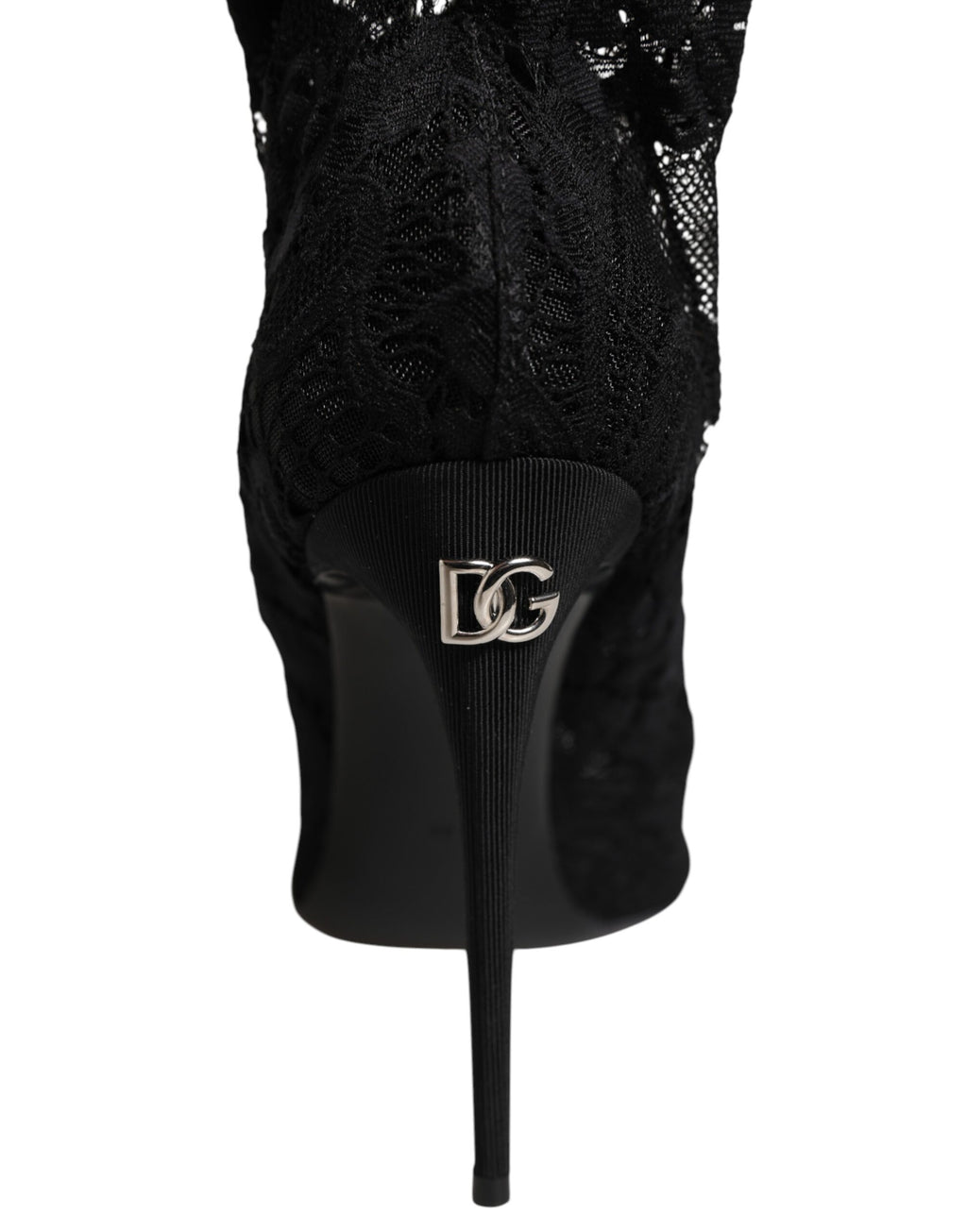 Dolce & Gabbana Schwarze Stretch-Taormina-Spitzenstiefel