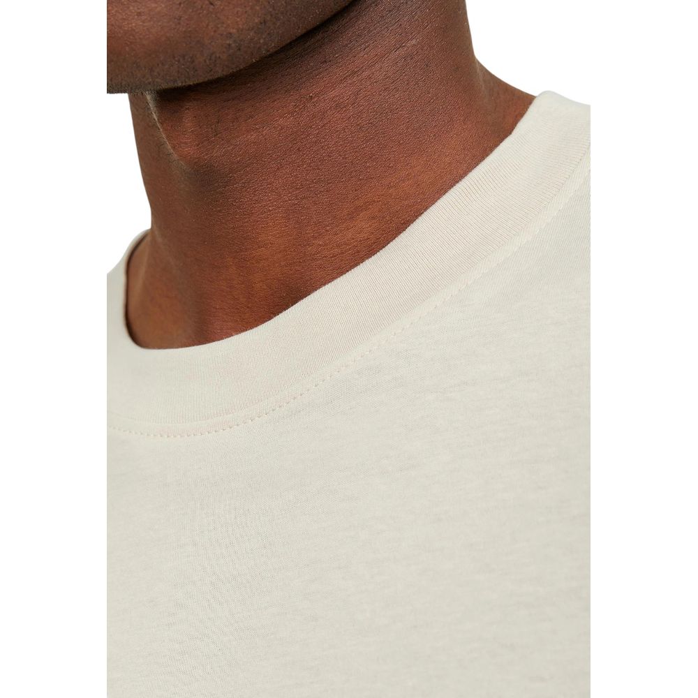Jack Jones Beigefarbenes Baumwoll-T-Shirt