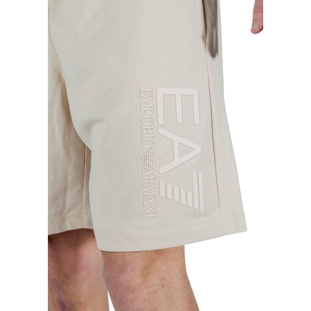 EA7 Emporio Armani Beige Baumwoll-Bermuda-Shorts